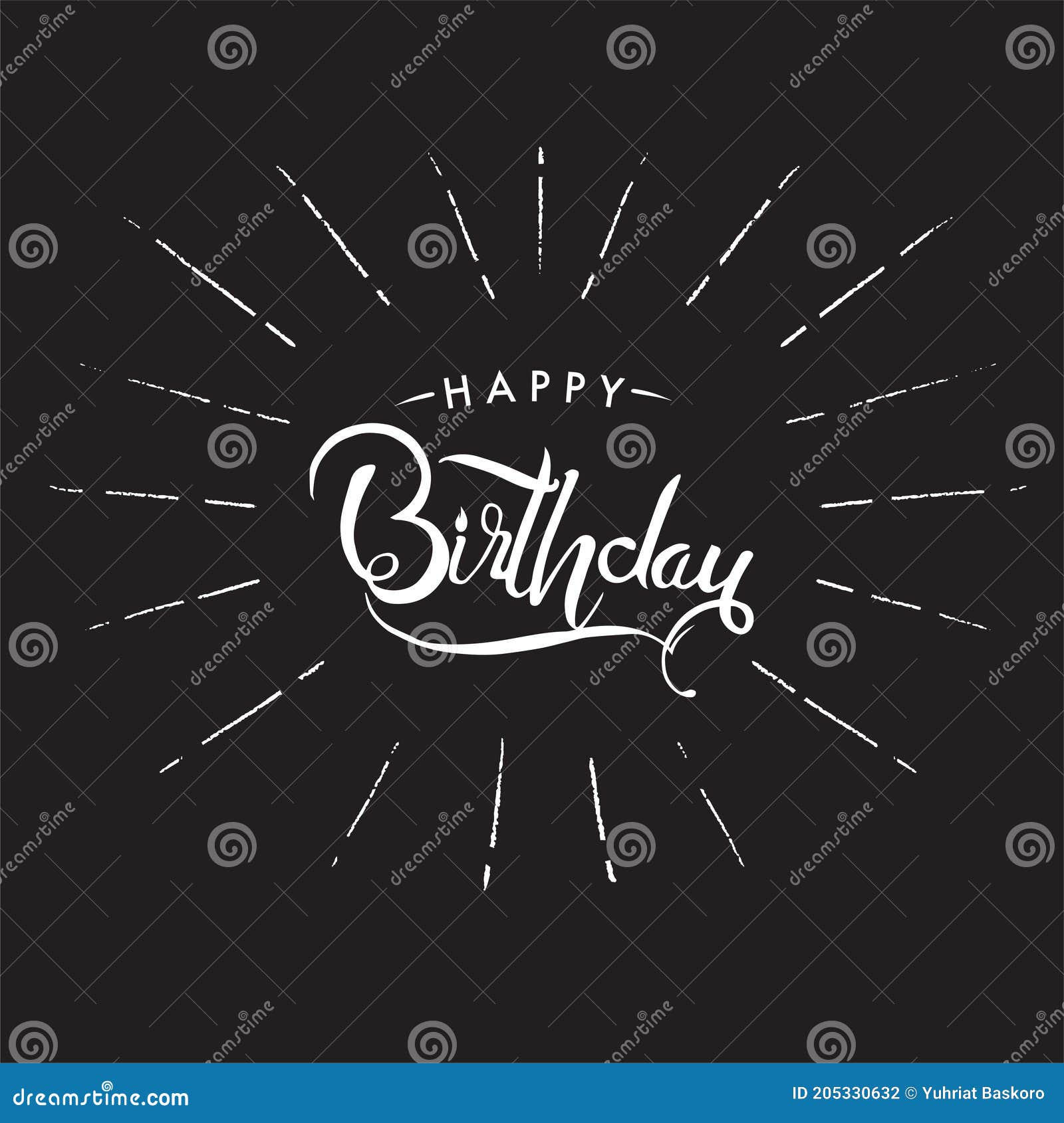 Happy Birthday Lettering Text Banner, Black Color. Vector Illustration ...