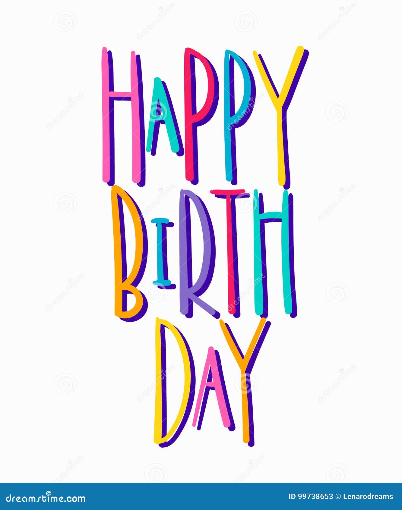 Happy Birthday Lettering Typography Stock Illustration - Illustration ...