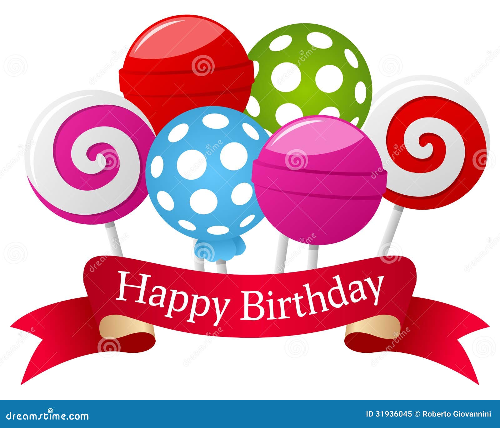 Download Happy Birthday Lollipop & Ribbon Stock Vector - Illustration of graphic, colorful: 31936045