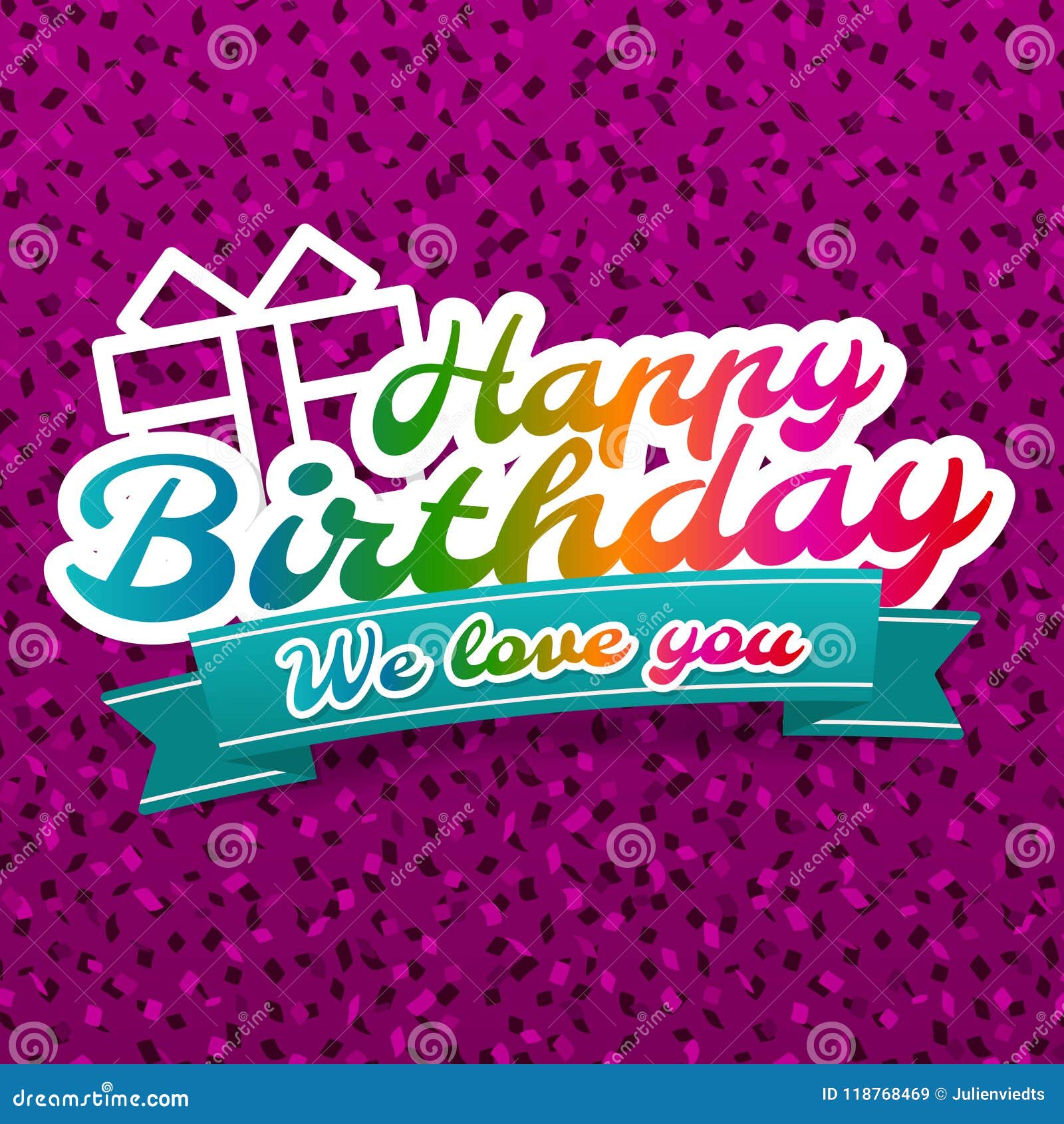 Happy Birthday - we Love You Badge and Gift Box Icon. Stock Vector ...