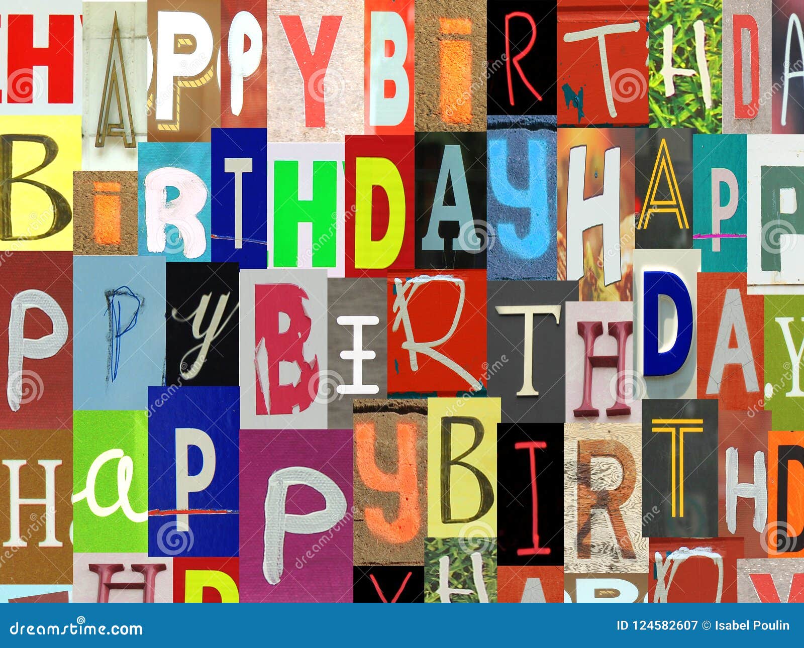happy birthday words made of newspaper letters stock image image of