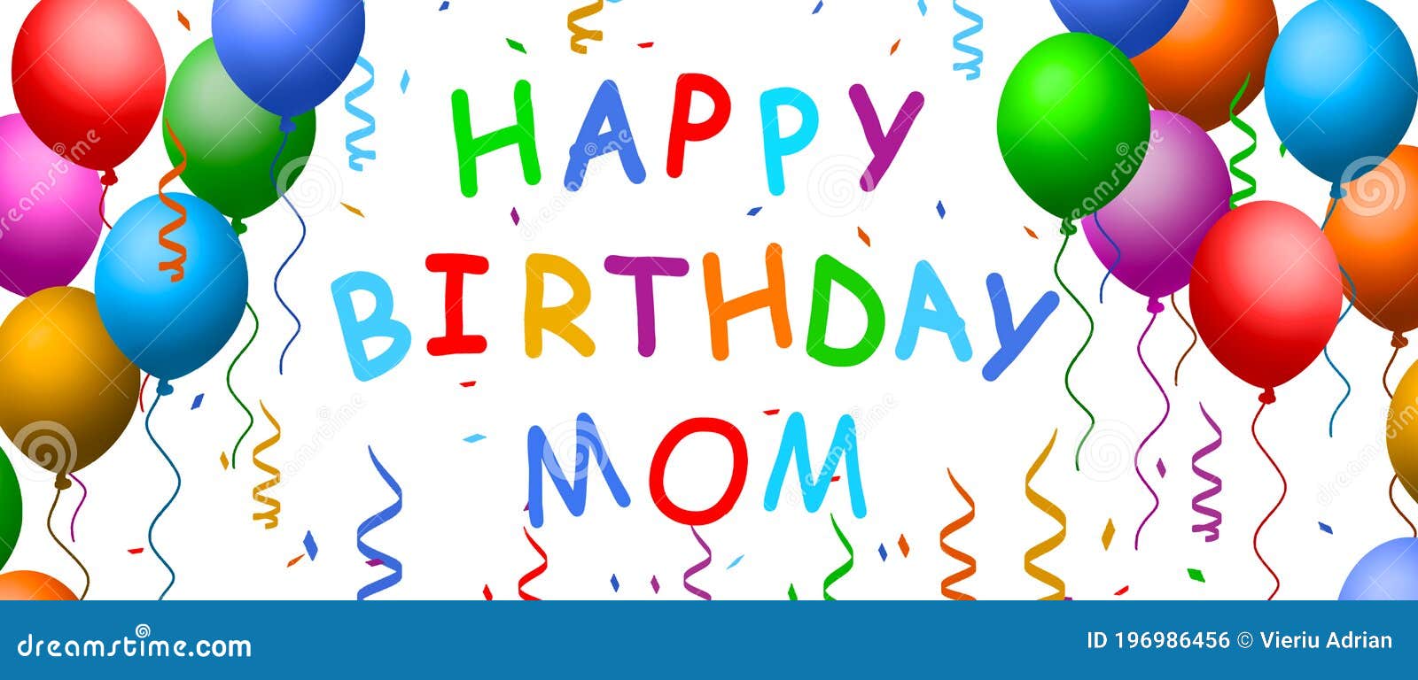 Happy Birthday Mom Balloons , Banner Stock Illustration Illustration