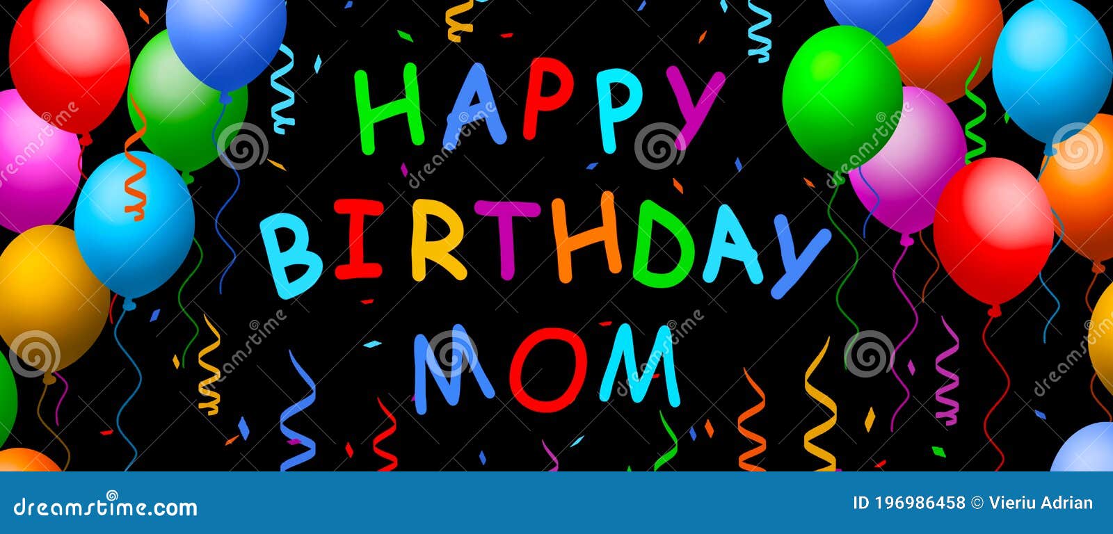 Happy Birthday Mom Balloons , Banner Stock Illustration ...