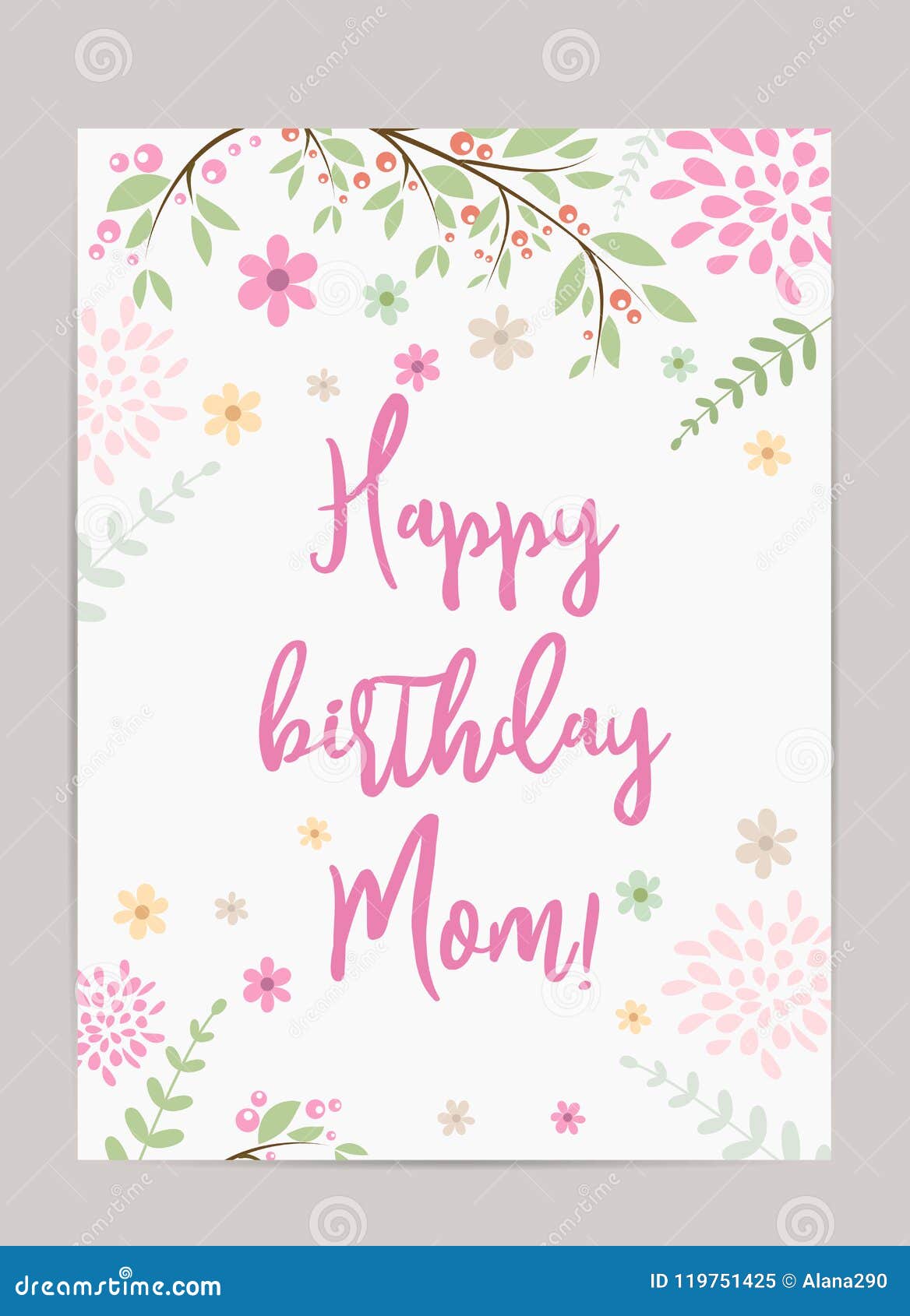 Happy Birthday Mom! Greeting Card Stock Vector - Illustration of Regarding Mom Birthday Card Template