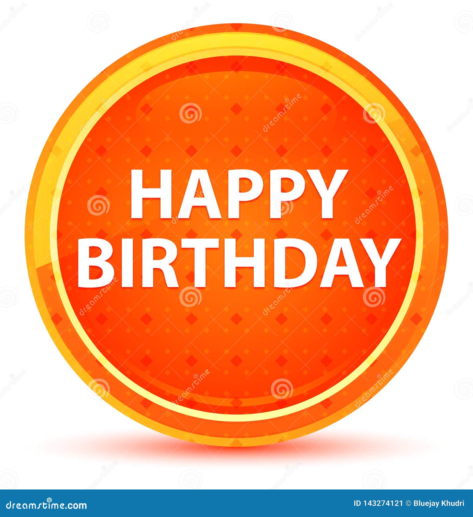 Happy Birthday Natural Orange Round Button Stock Illustration