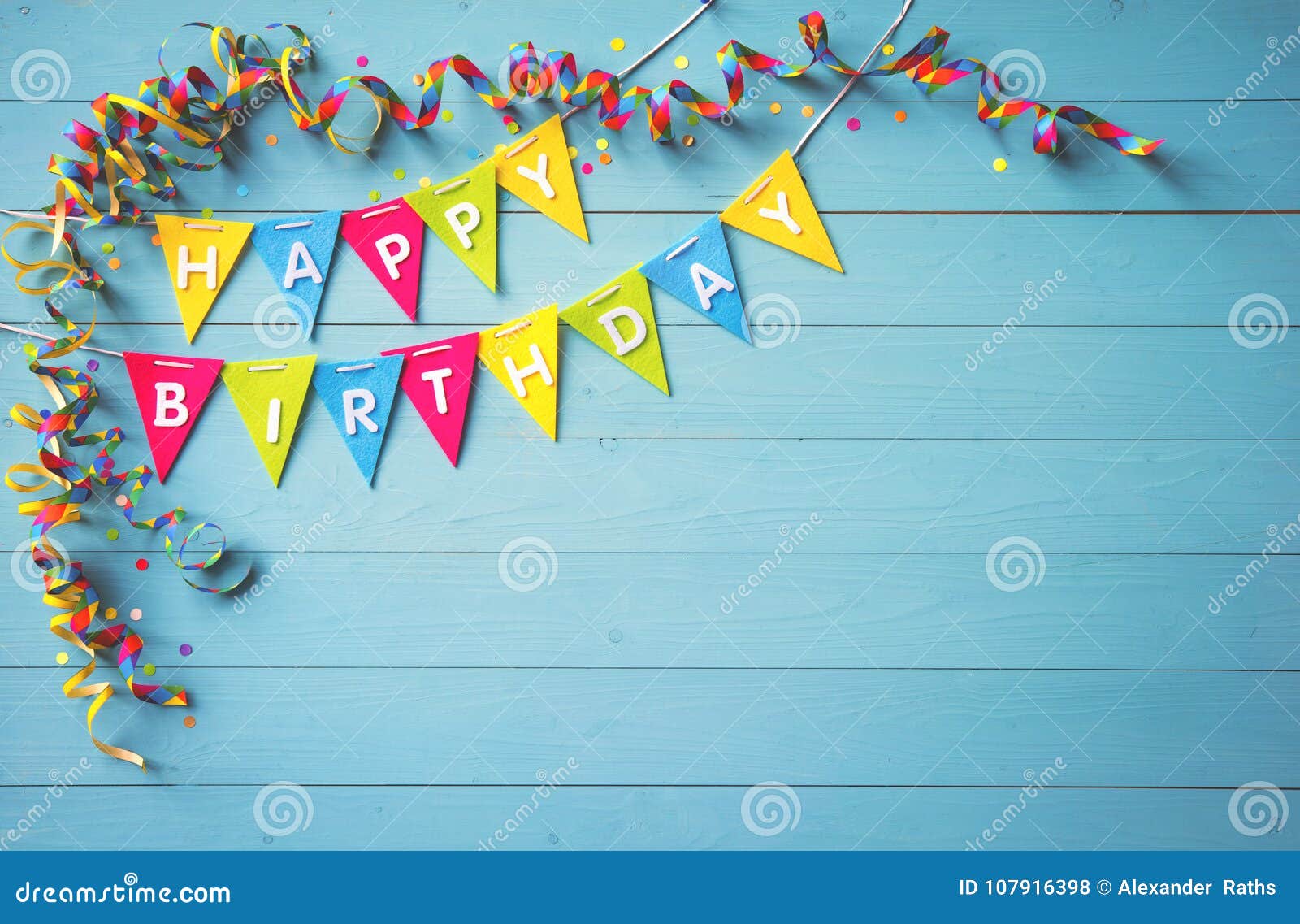 Happy Birthday Party Background with Text and Colorful Tools Stock ...