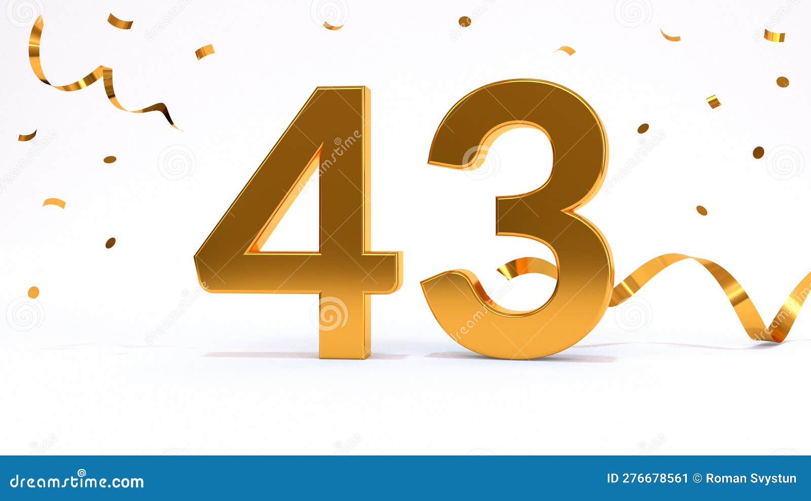 Happy 43 Birthday Party Celebration. Gold Numbers with Glitter Gold ...