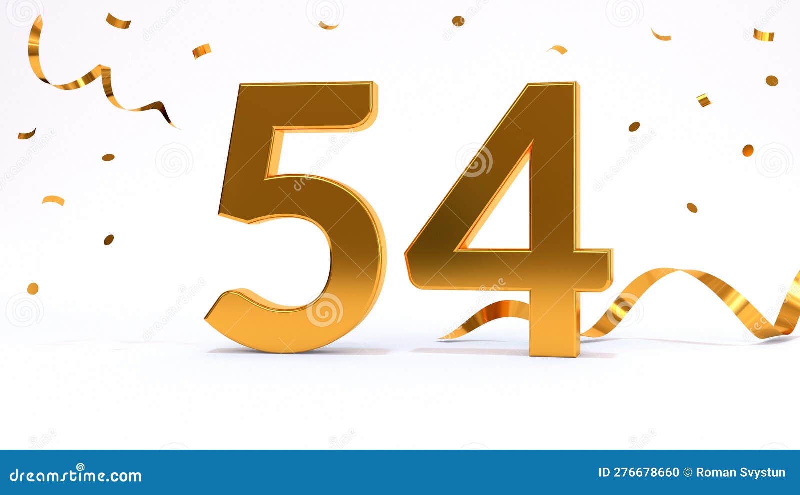 Happy 54 Birthday Party Celebration. Gold Numbers with Glitter Gold ...