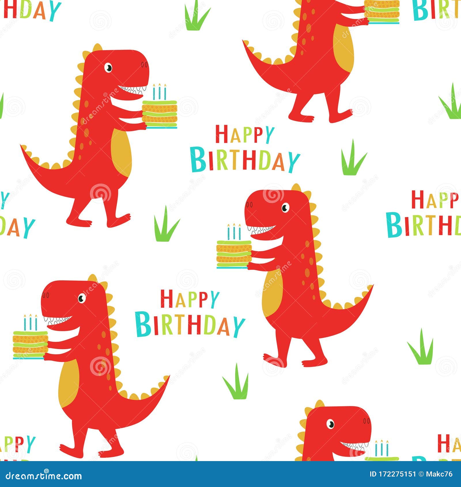 Download Happy Birthday Pattern With Dinosaur Stock Vector ...