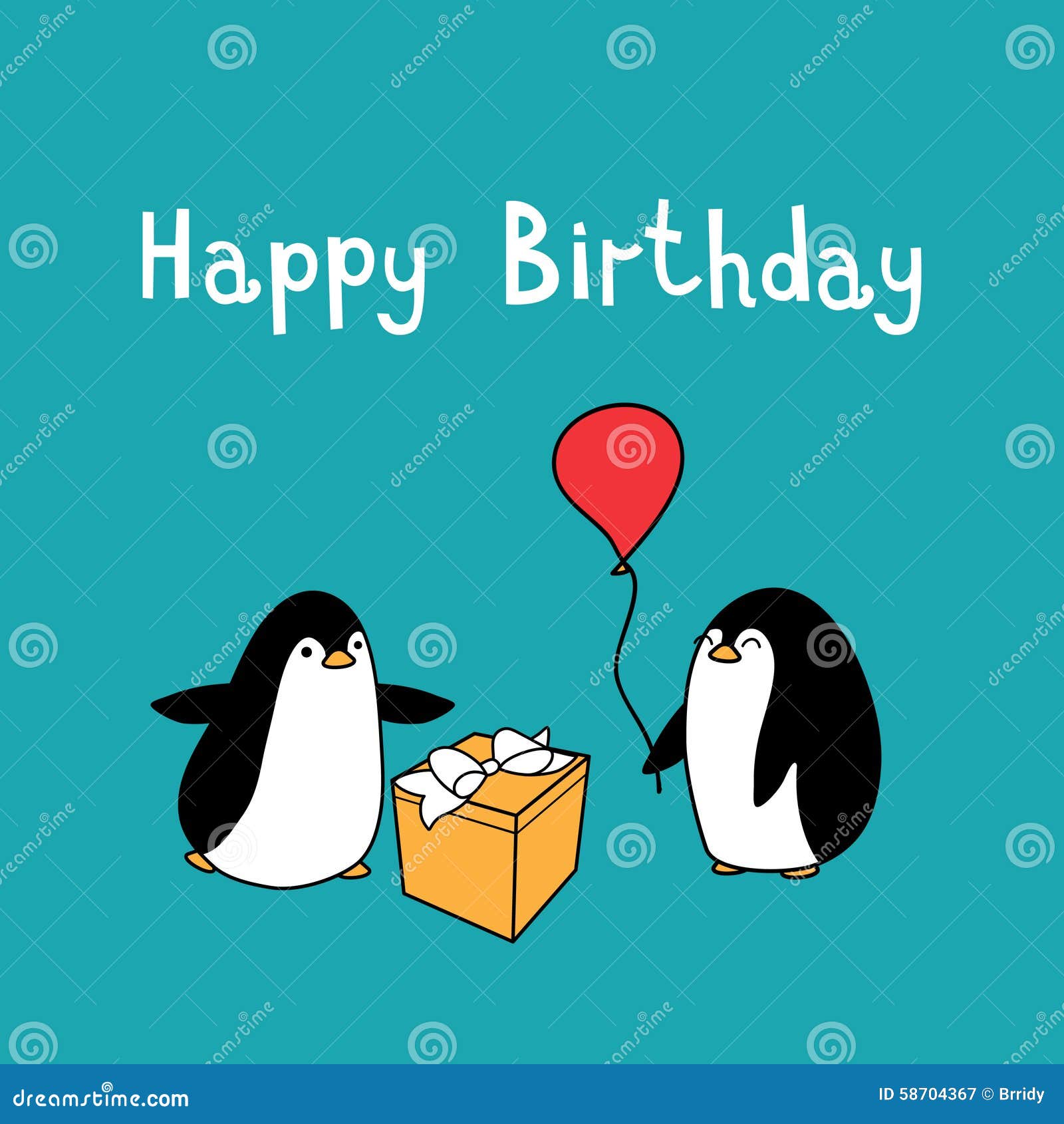 Happy Birthday With Penguins Stock Vector - Image: 58704367