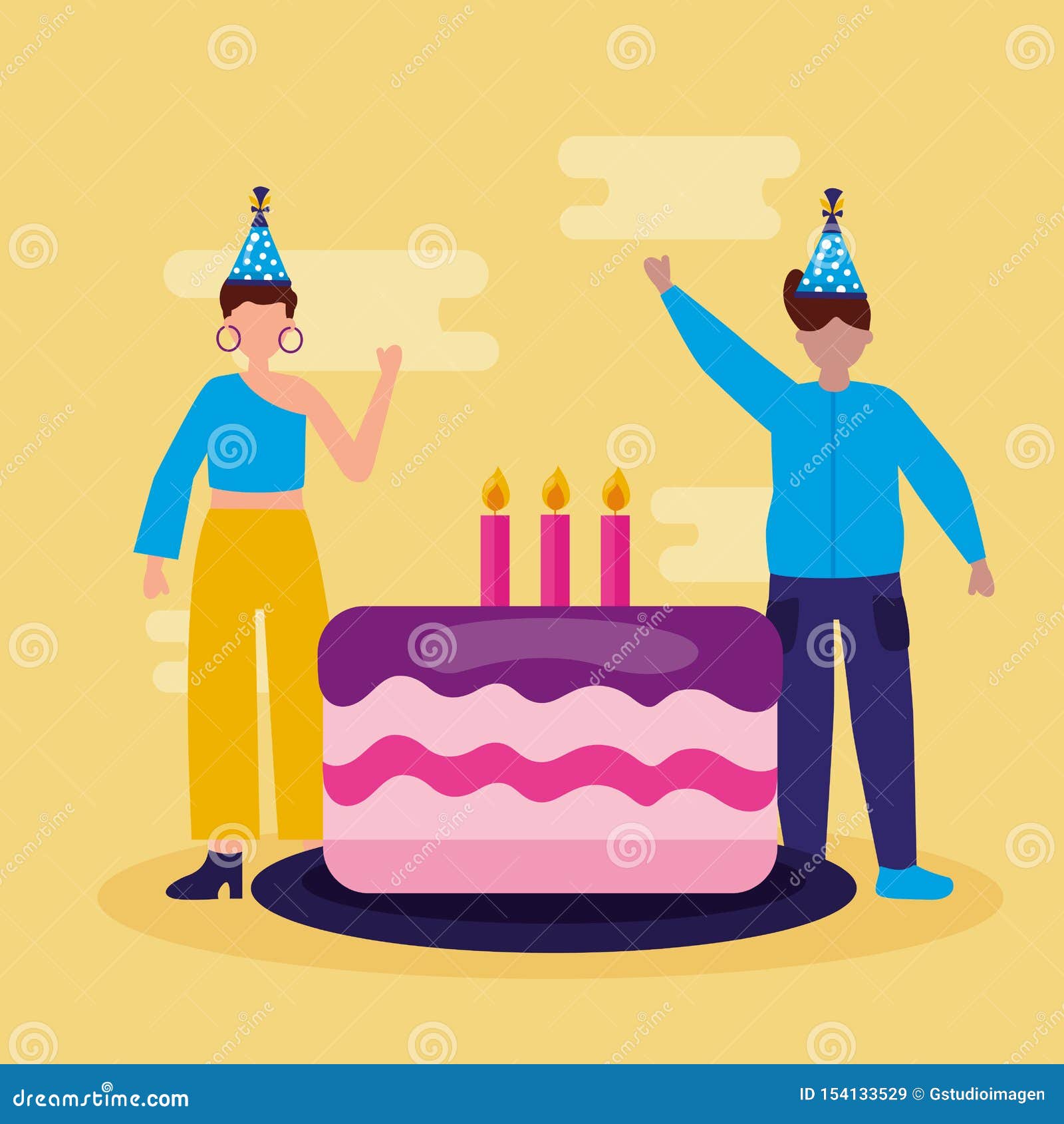 Happy Birthday People Flat Design Stock Illustration - Illustration of ...