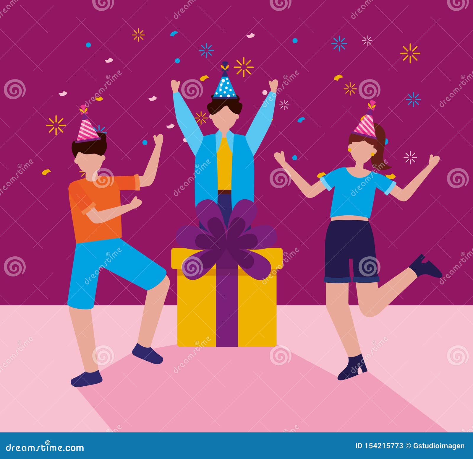 Happy Birthday People Flat Design Stock Illustration - Illustration of ...