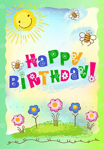 Happy birthday postcard stock vector. Illustration of painting - 9616956