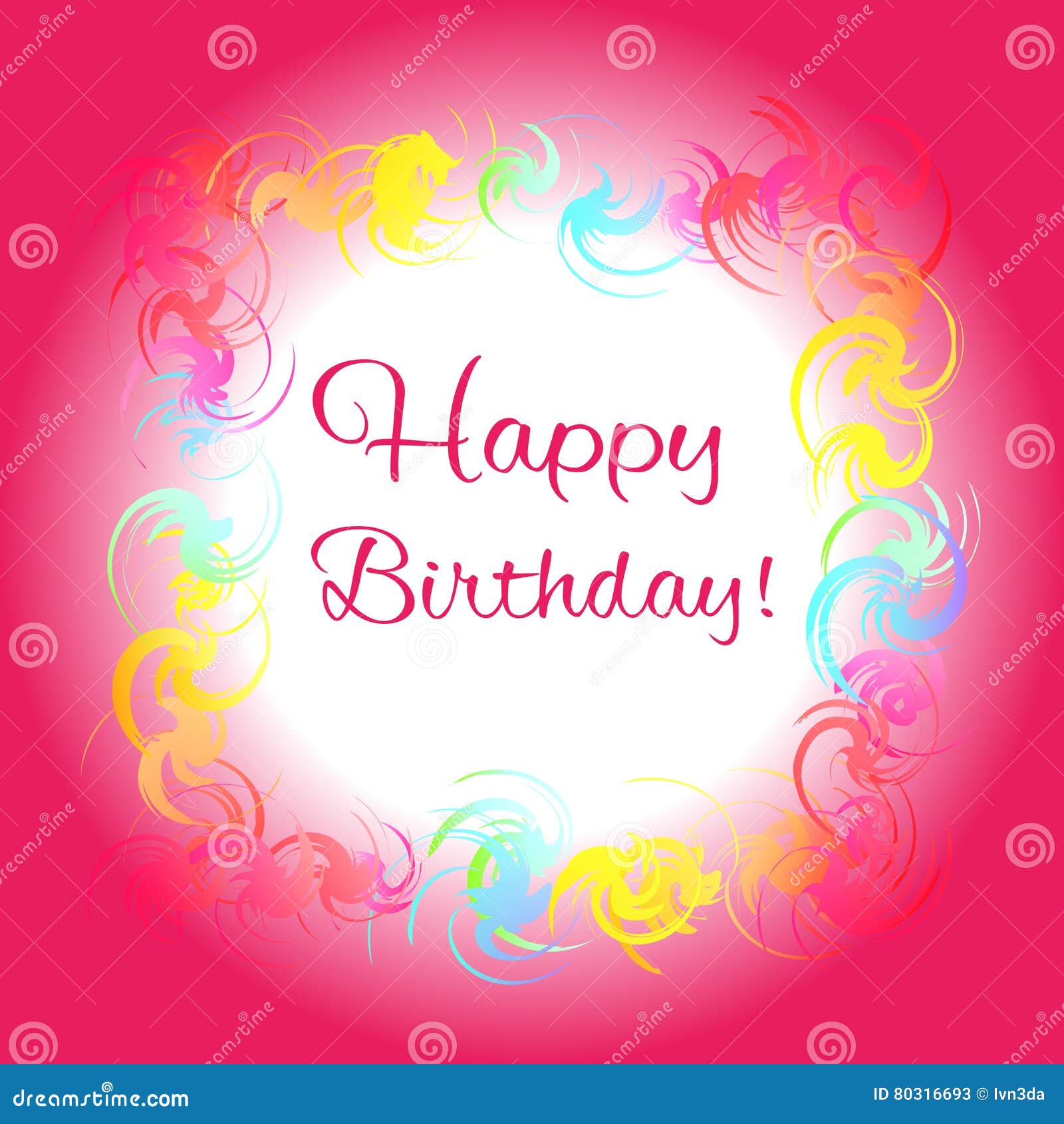 Happy Birthday Red Greeting Card Stock Vector - Illustration of cute ...