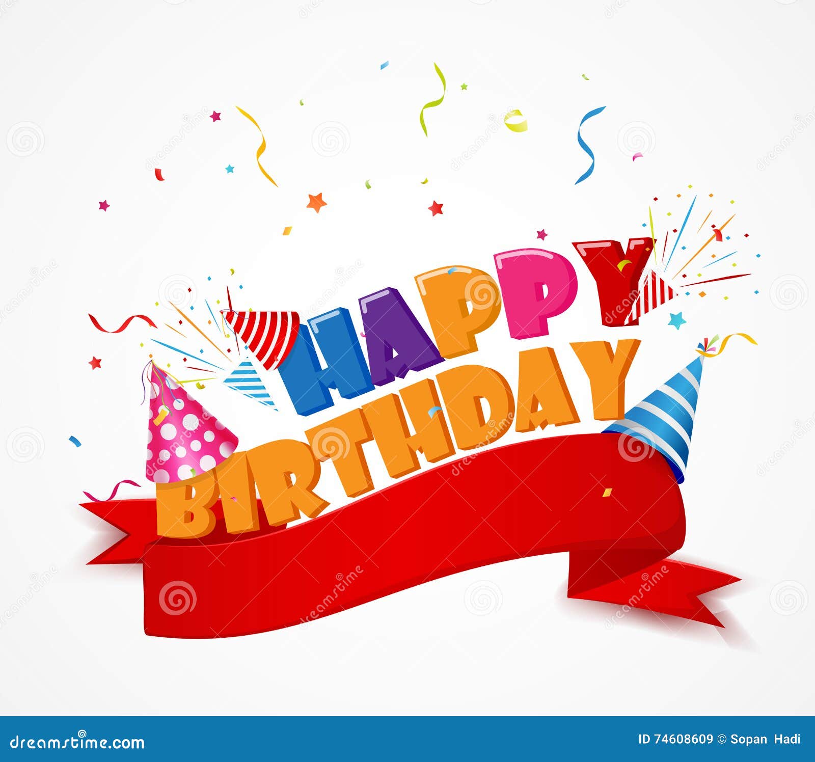 Happy Birthday with Red Ribbon Stock Vector Illustration of helium