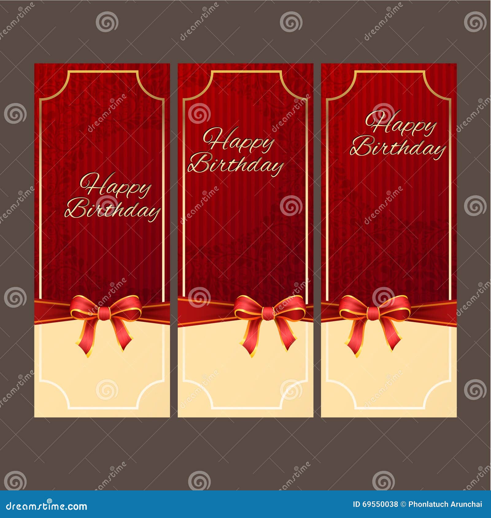 Happy Birthday With Red Ribbon Vector Design,vector Background. Stock