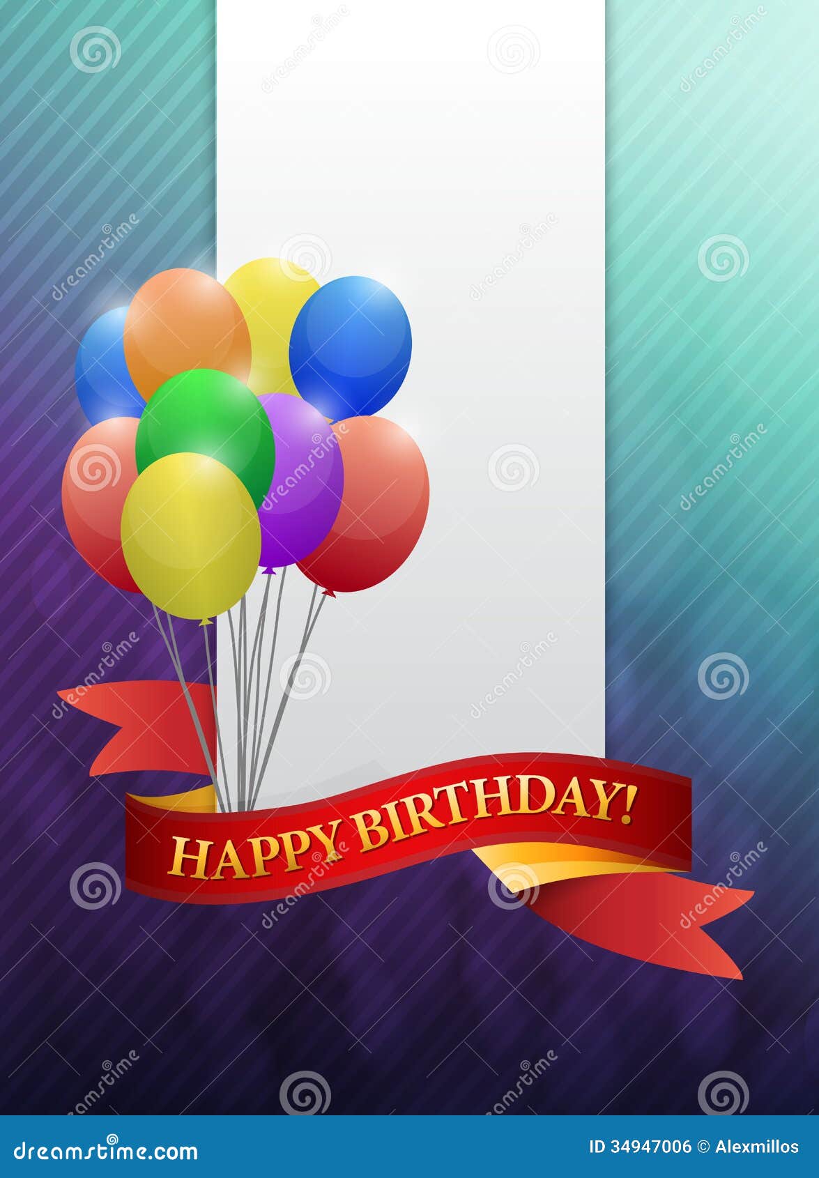 Happy Birthday  Ribbon Card Illustration Design  Stock 