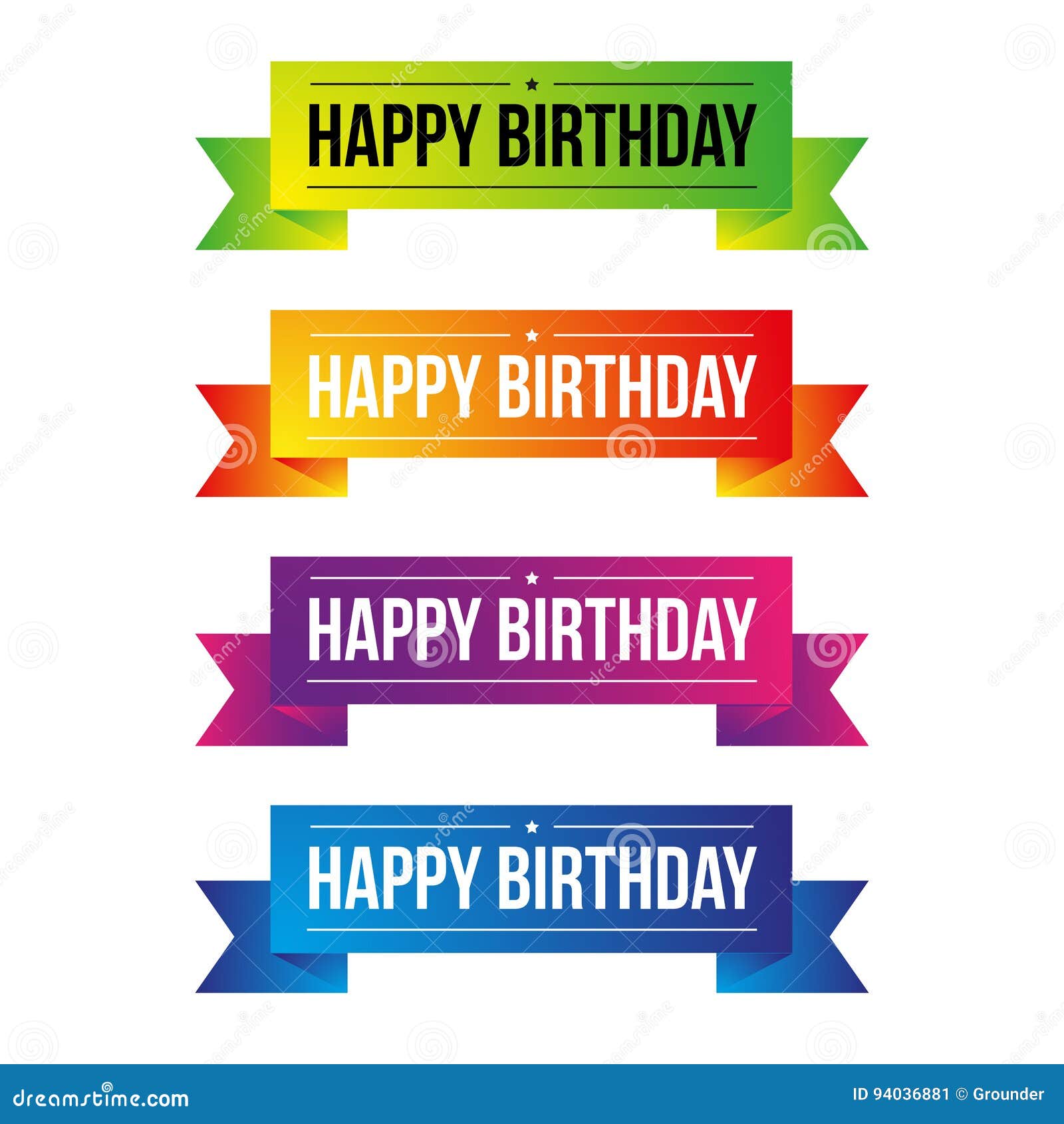 Happy Birthday Ribbon Vector Stock Vector - Illustration of sign ...