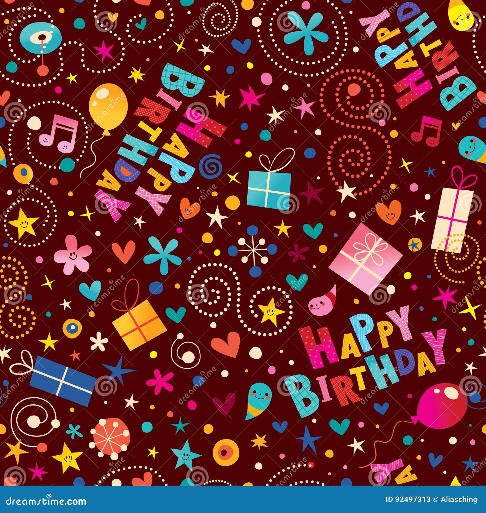 Happy Birthday Seamless Pattern Stock Vector Illustration of texture