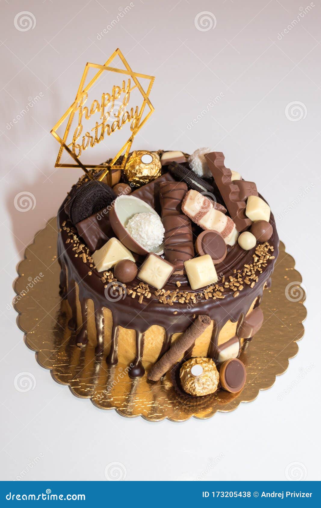 Happy Birthday Sign on Homemade Delicious Birthday Chocolate Cake ...