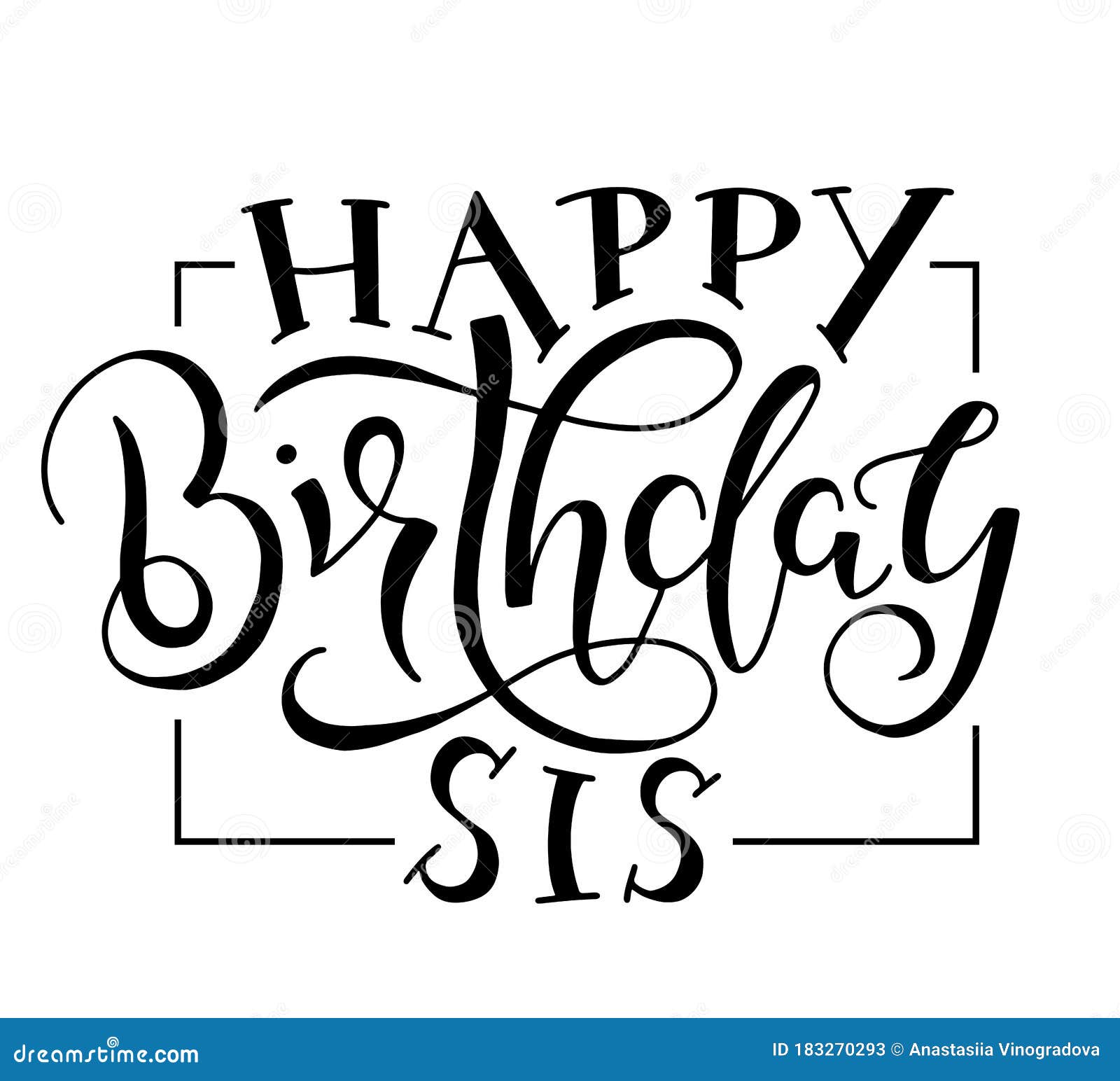 Download Happy Birthday Sis Black Text With Ribbon Isolated On ...