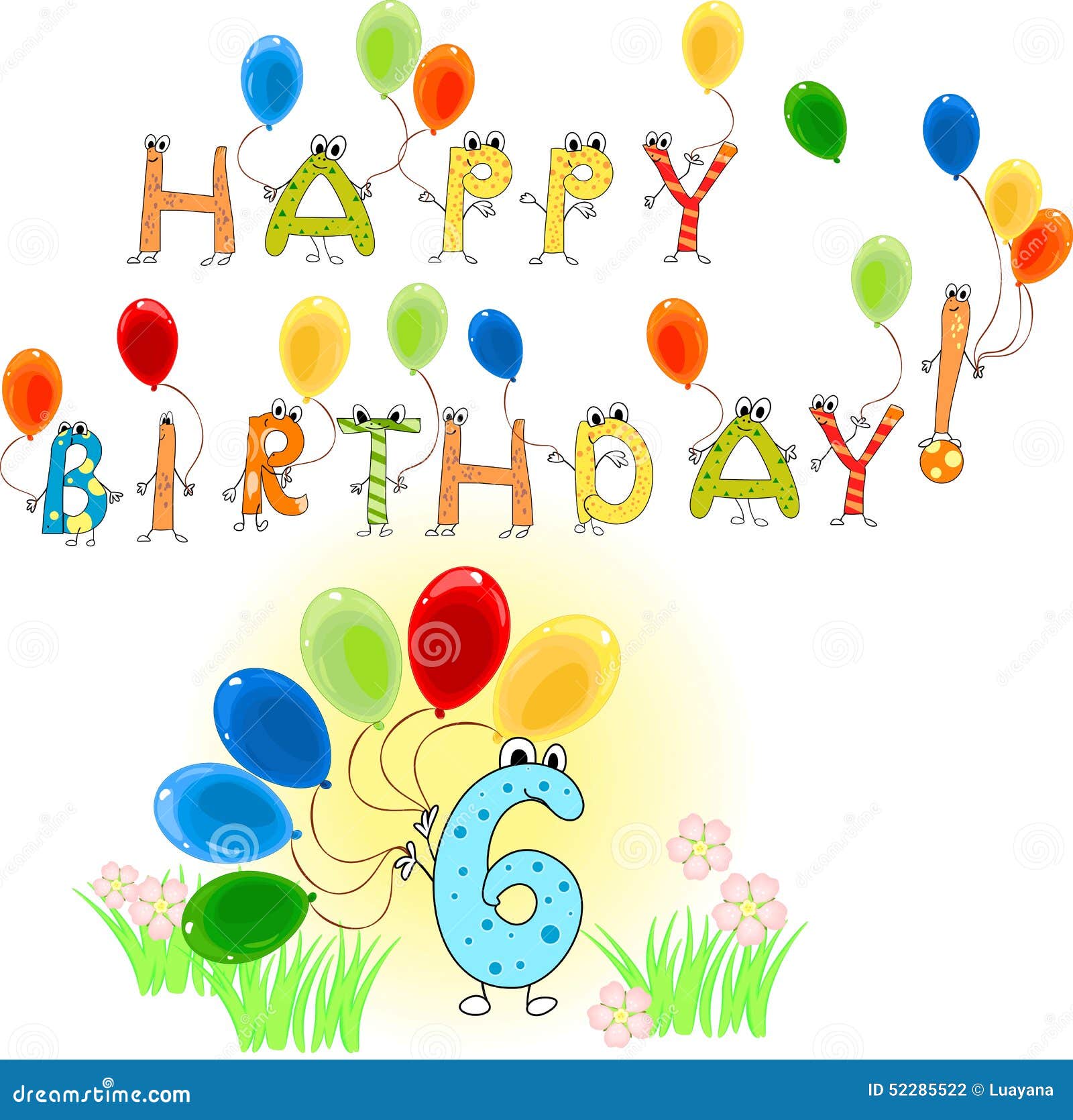 Happy Birthday six stock vector. Illustration of welcome - 52285522