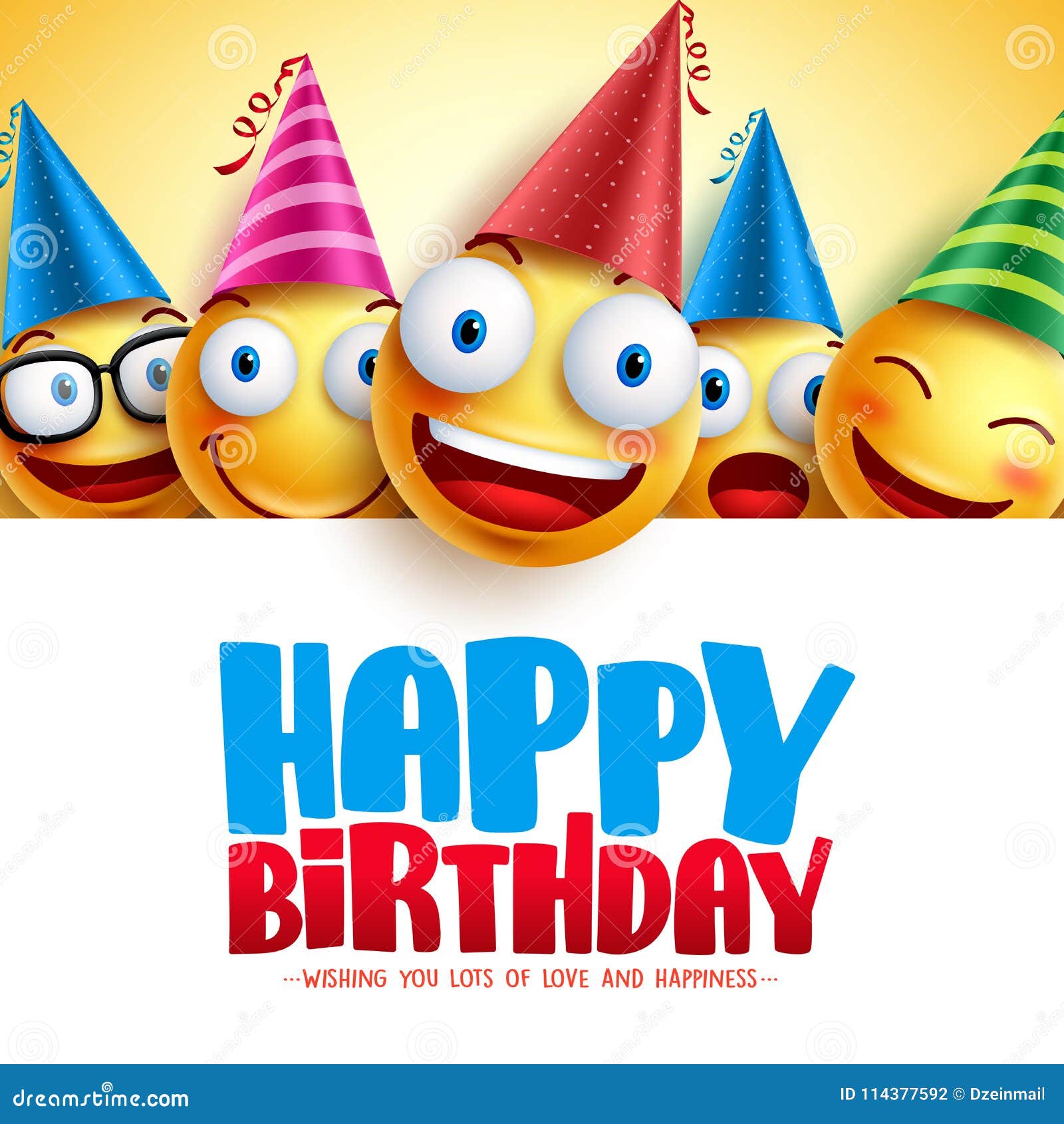 Happy Birthday Smileys Vector Background Design with Yellow Funny and ...