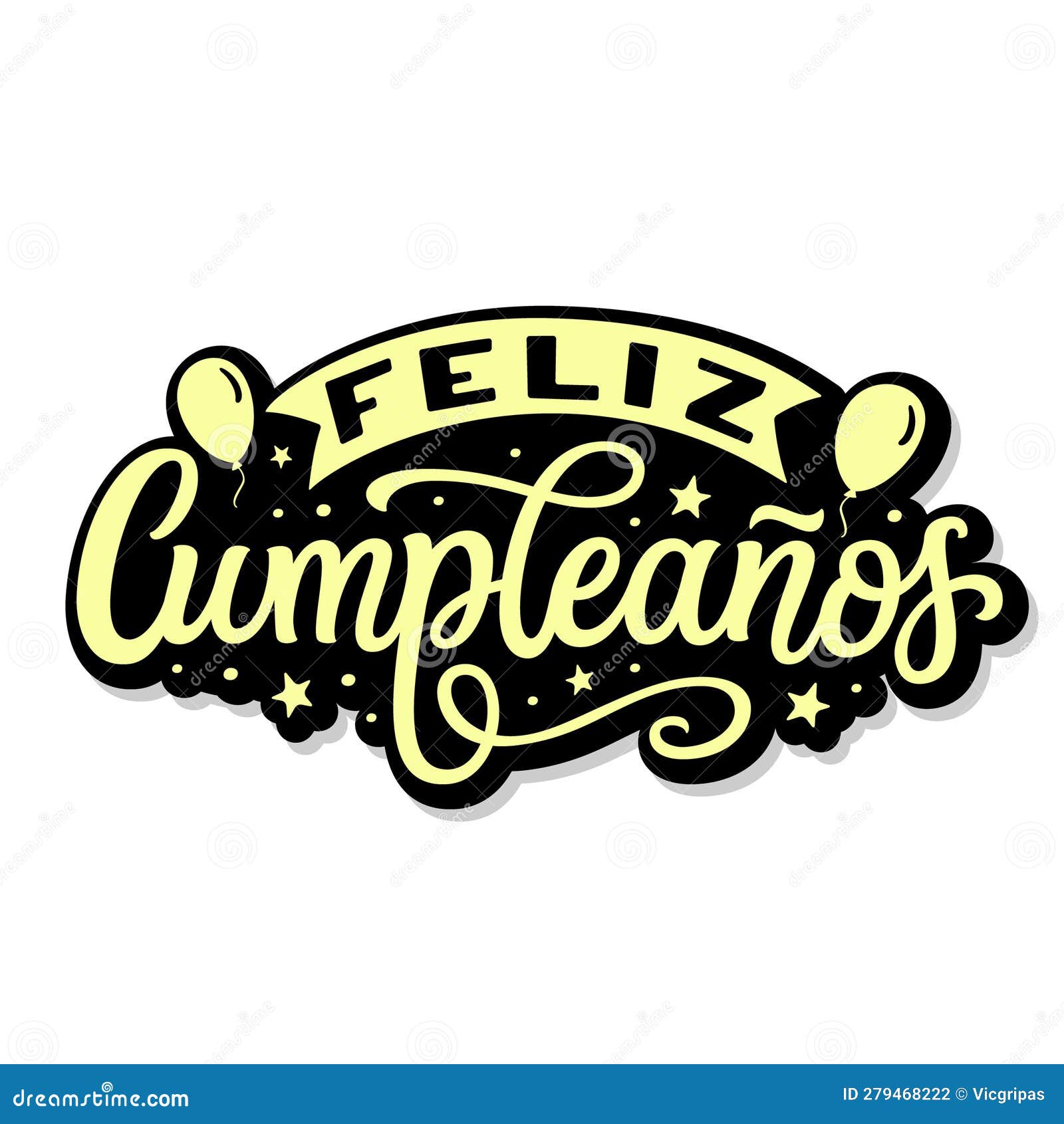 Feliz cumpleaños. Vector decorative greeting card. Happy birthday in  spanish. Stock Vector