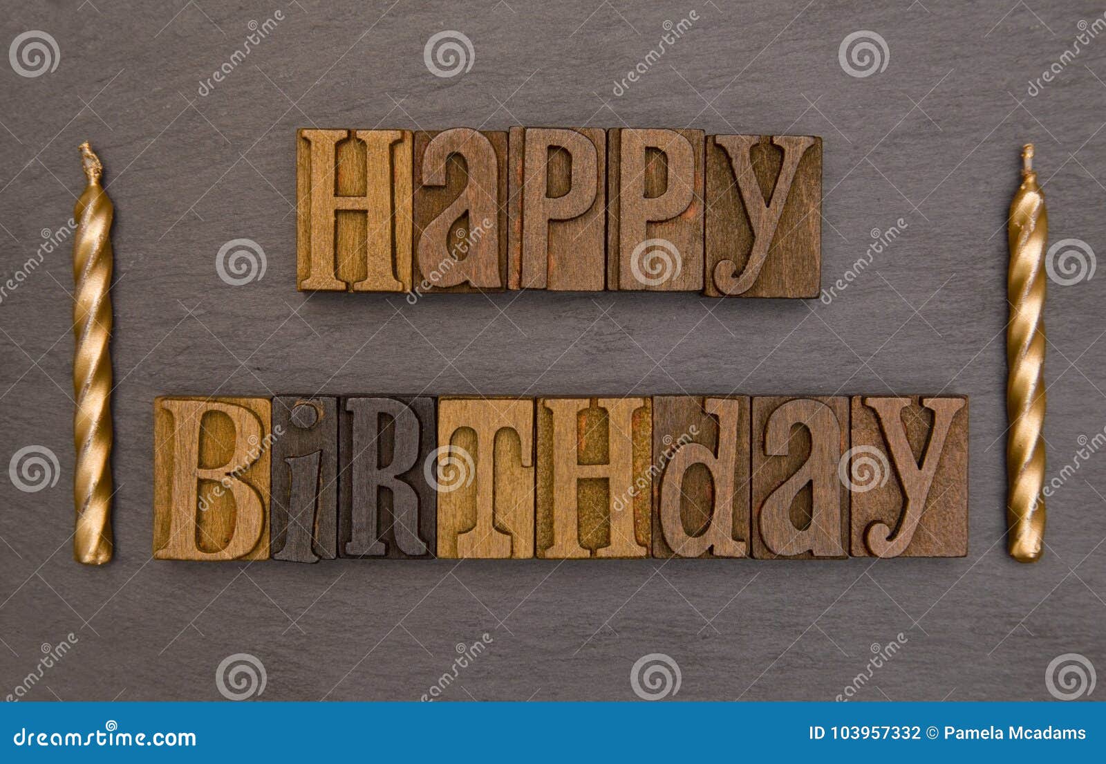 happy birthday spelled in type set