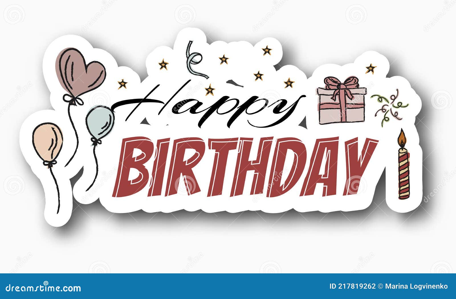 Happy birthday Sticker stock vector. Illustration of congratulation - 217819262