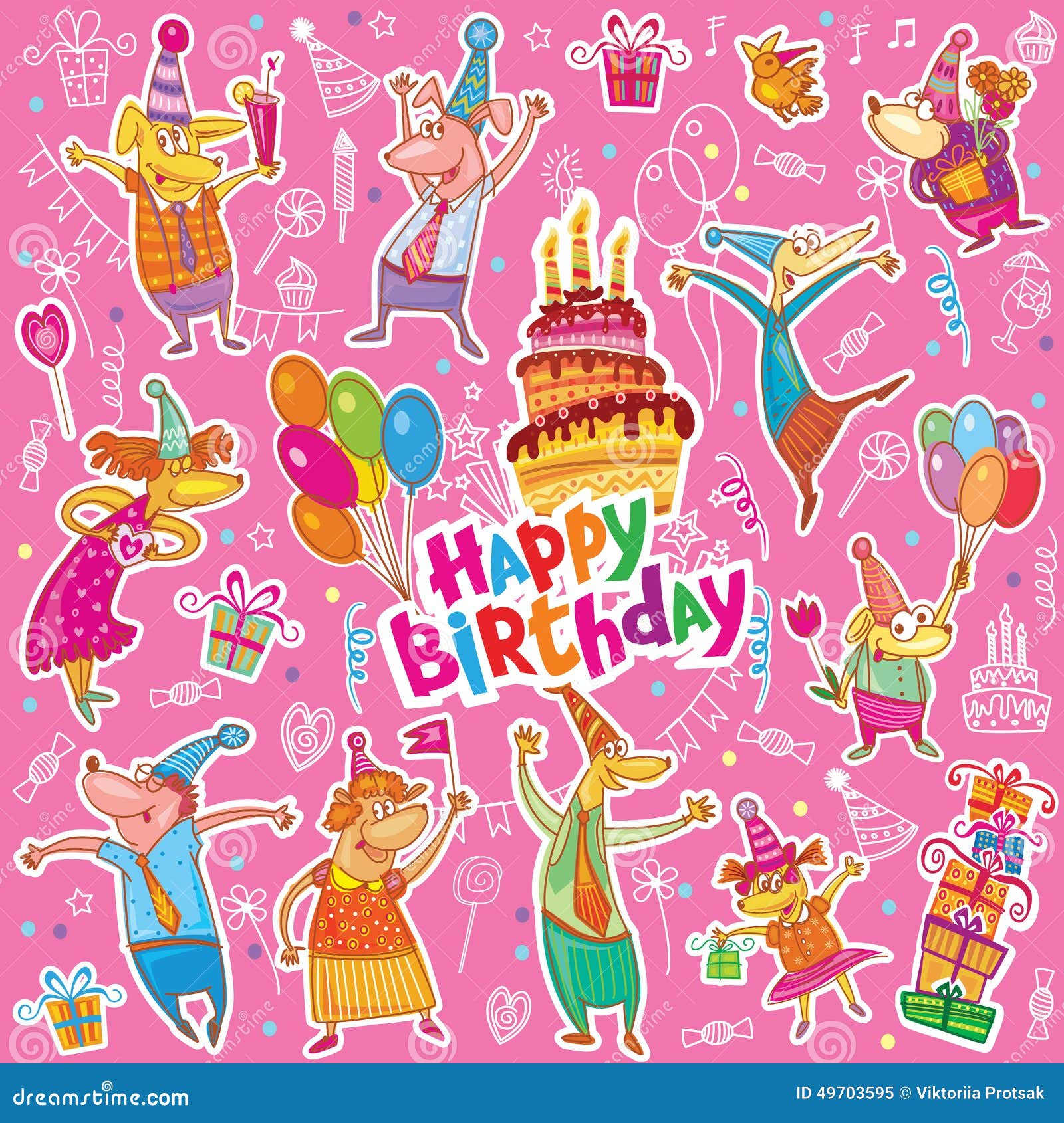 Happy birthday stickers stock vector. Illustration of drawing 49703595