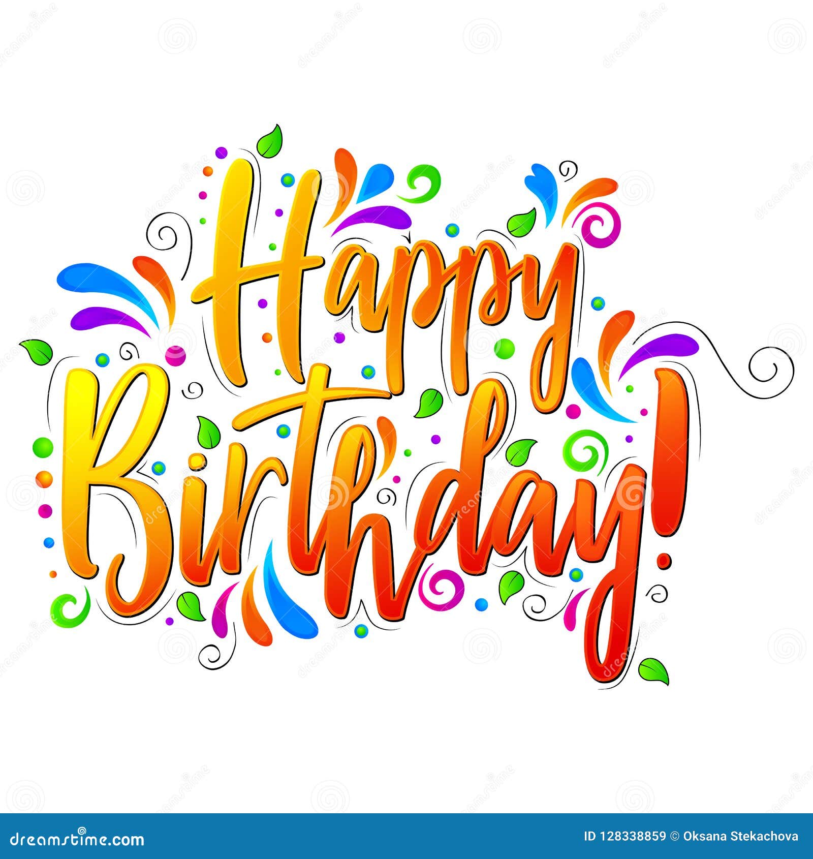 Happy Birthday Text Lettering Isolated Illustration on White Background  Stock Vector - Illustration of decoration, abstract: 128338859