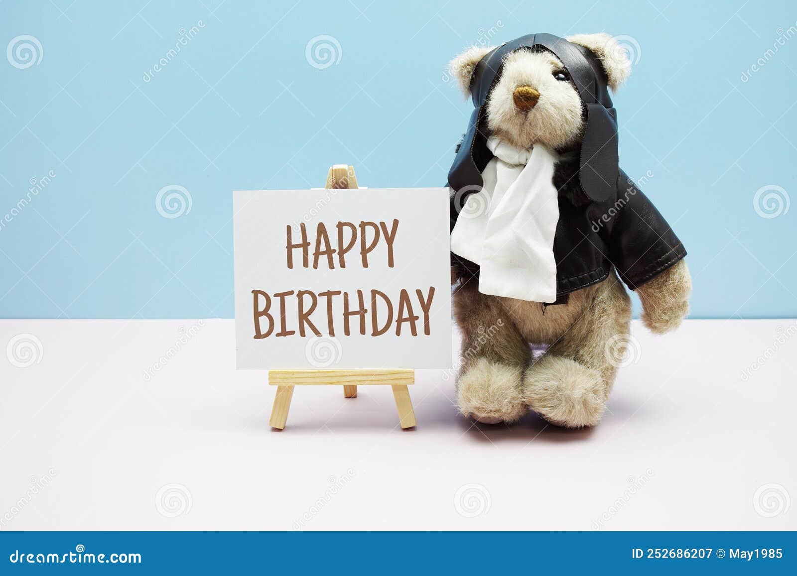 Happy Birthday Text Message with Cute Teddy Bear on Blue and Pink ...