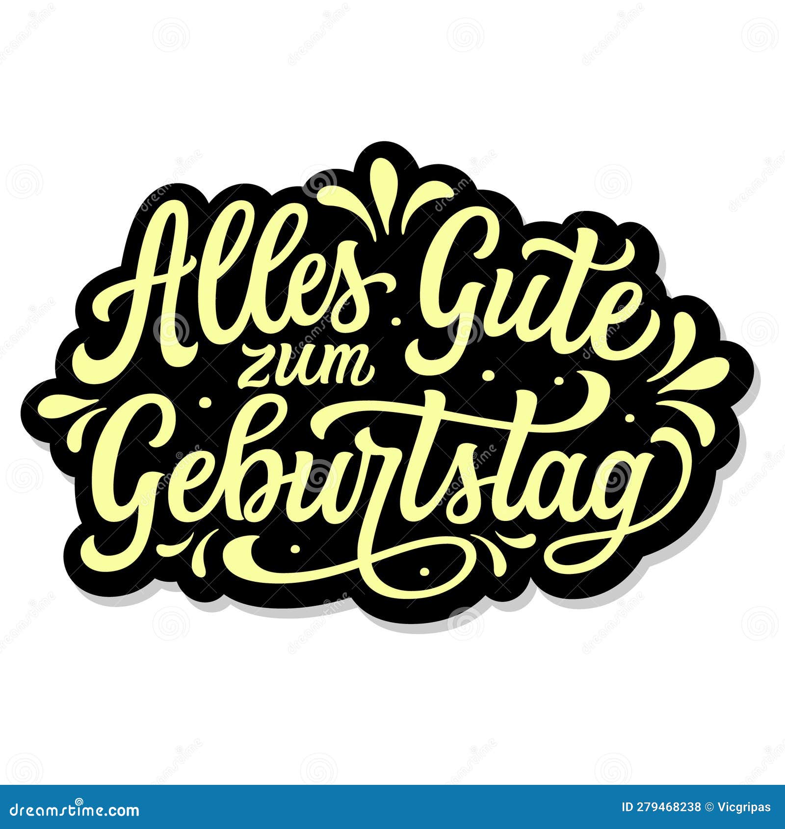 Happy Birthday To You in German. Hand Lettering Stock Vector ...