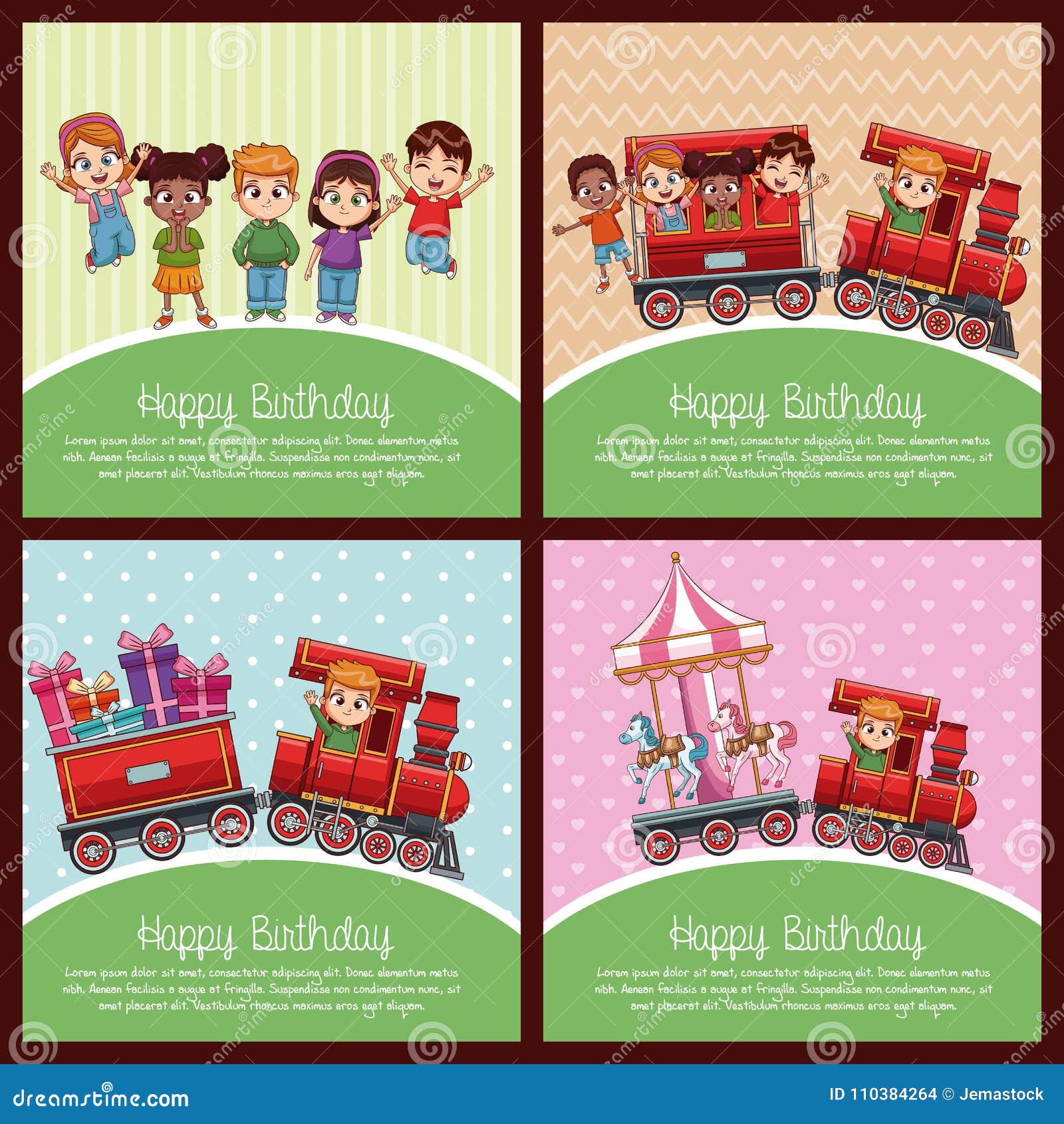 Download Happy Birthday Train Cartoon Stock Vector - Illustration of birthday, cute: 110384264