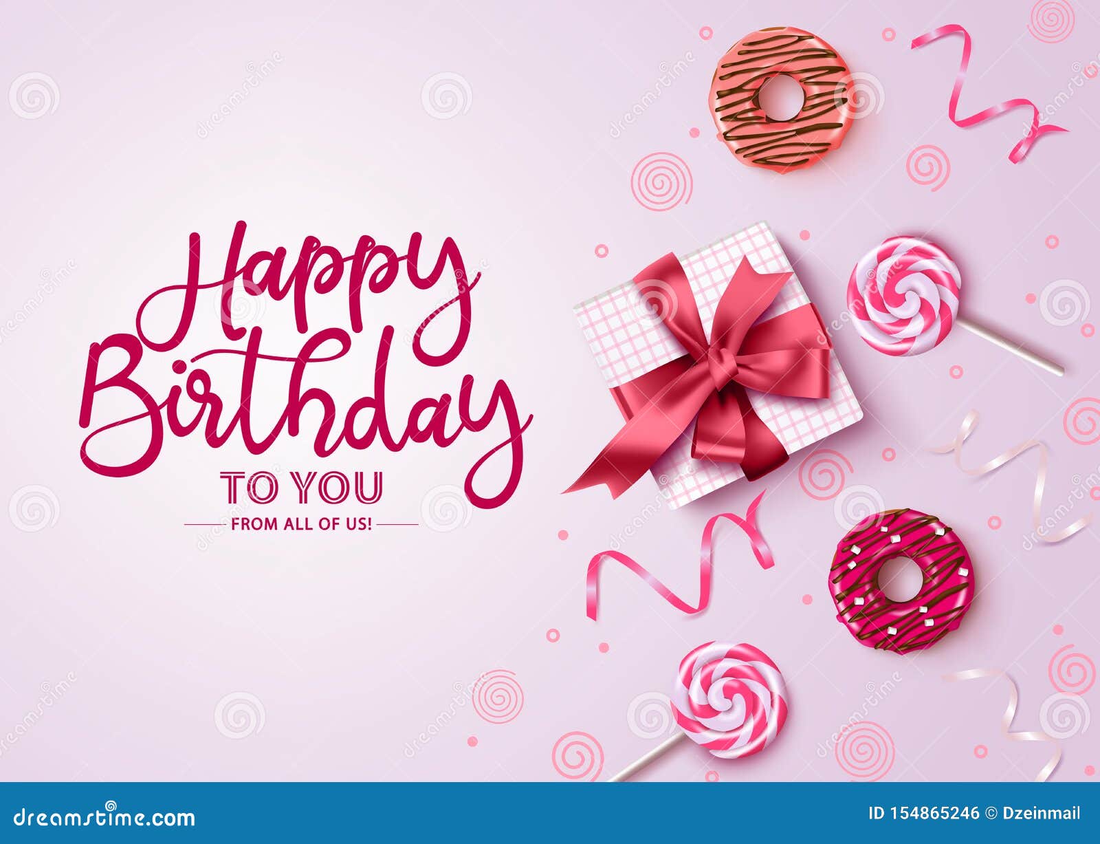 Happy Birthday Typography with Pink Background Vector Design. Happy  Birthday Text Stock Vector - Illustration of calligraphy, holiday: 154865246