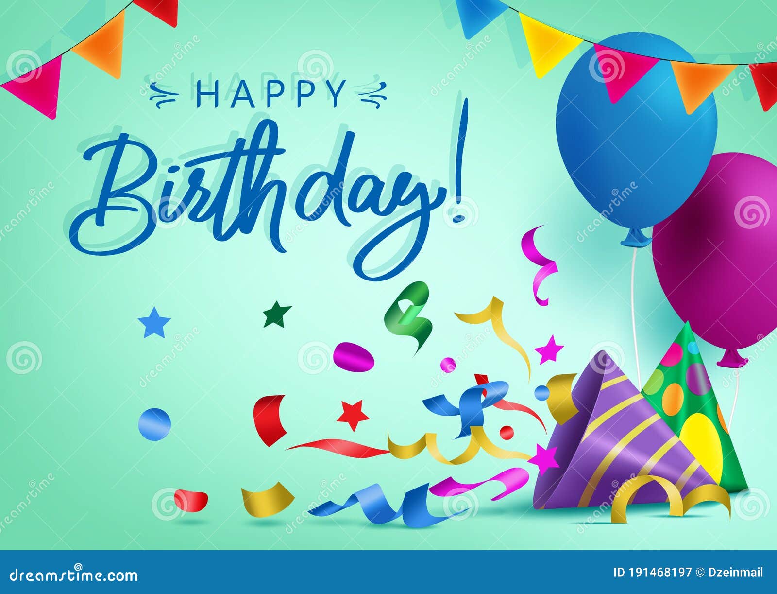 Happy Birthday Vector Background Banner Design. Happy Birthday Greeting  Text for Kids Party Celebration Stock Vector - Illustration of greeting,  event: 191468197