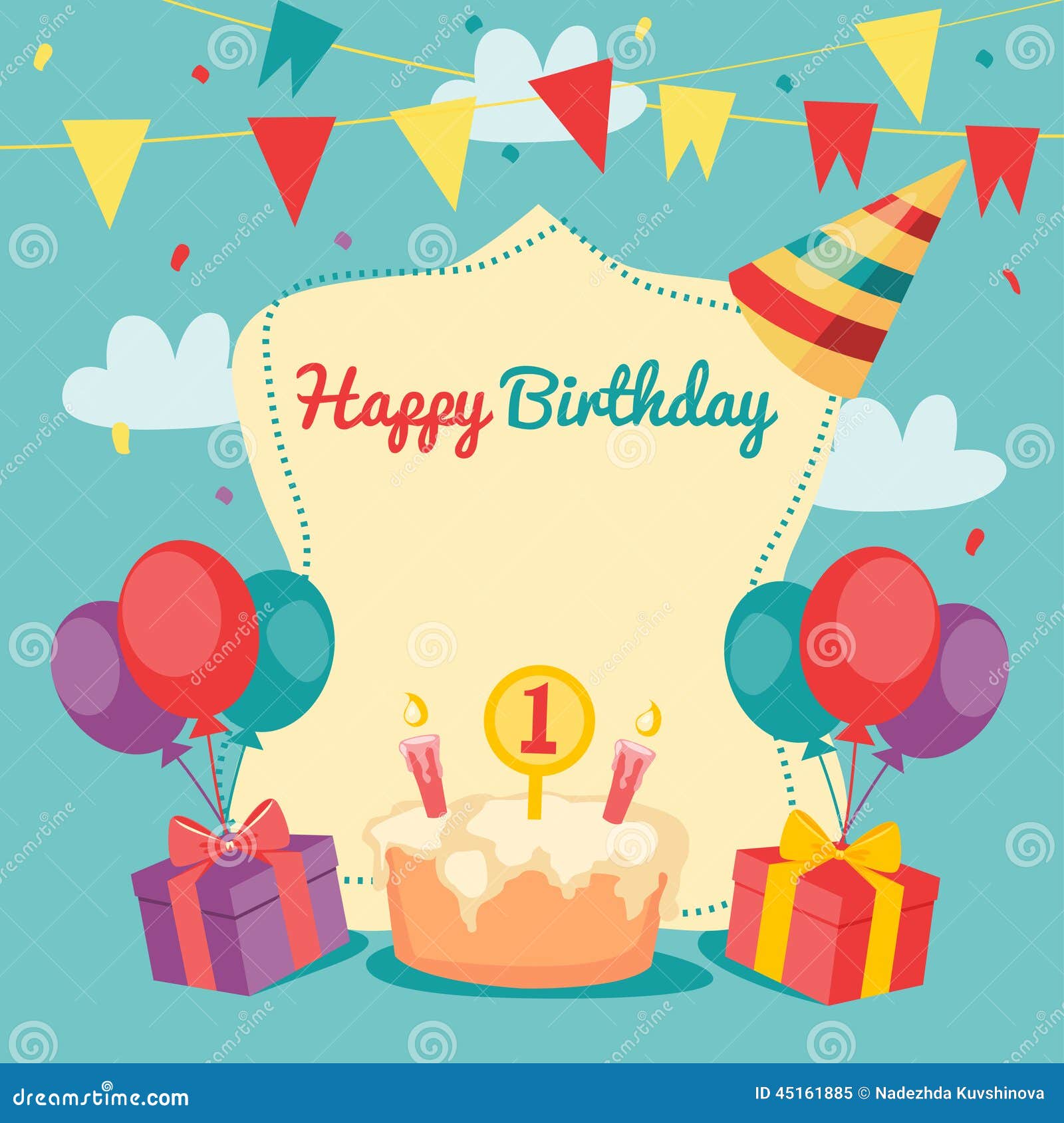 Happy Birthday vector card stock vector. Illustration of celebration -  45161885