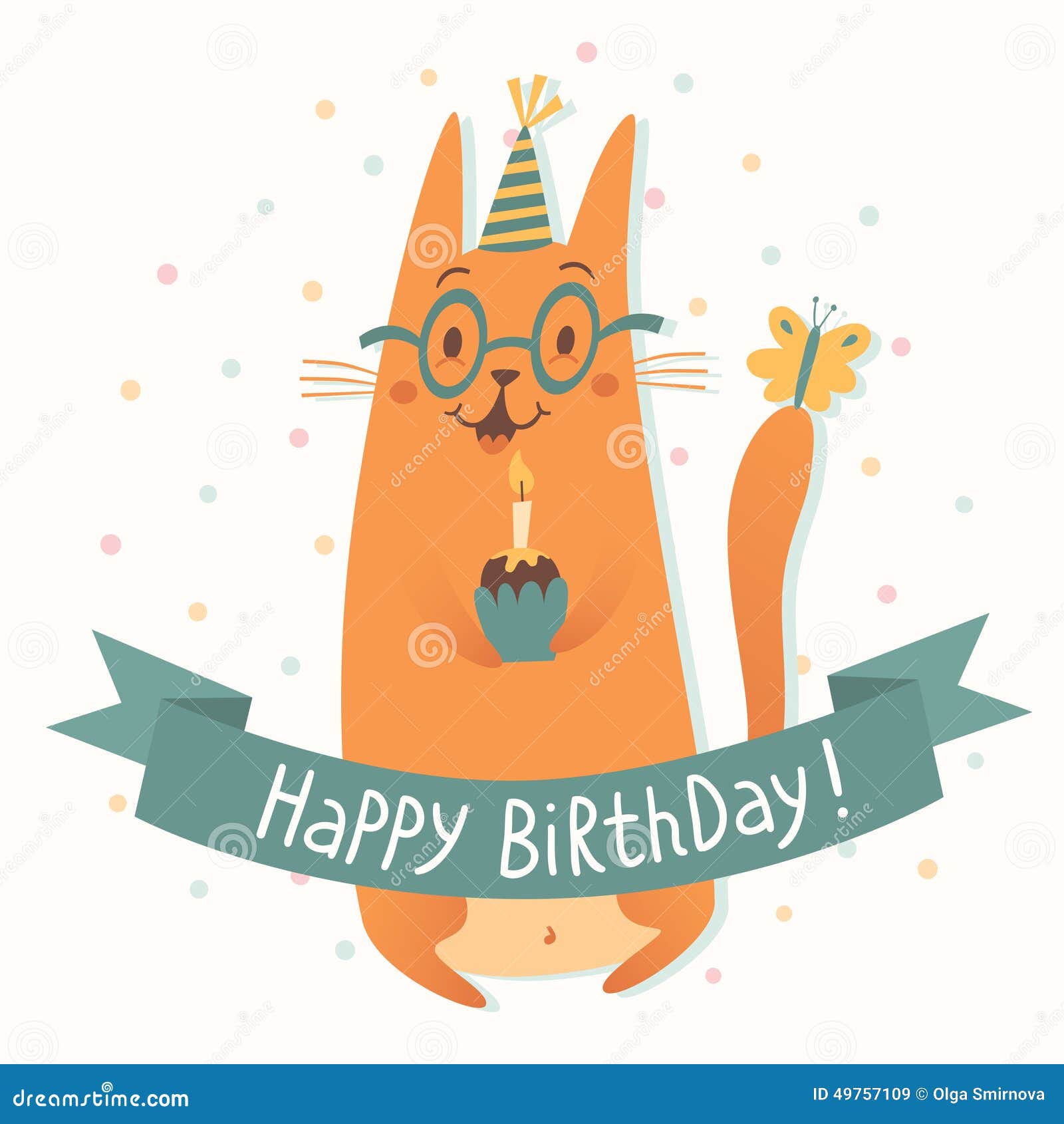Download Happy Birthday Vector Card With A Cat Stock Vector ...