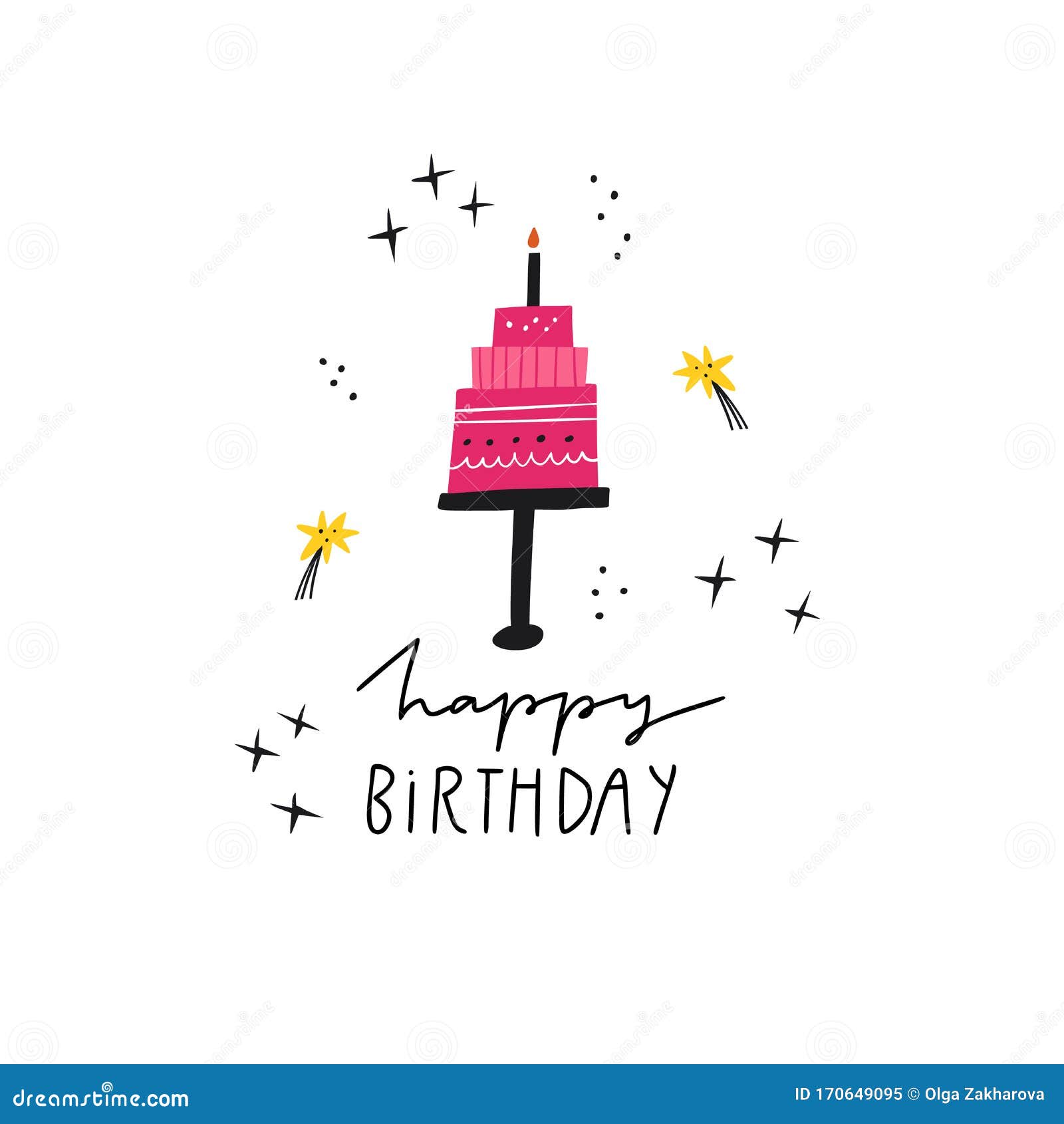Happy Birthday Vector Greeting Card with Lettering Stock Vector ...