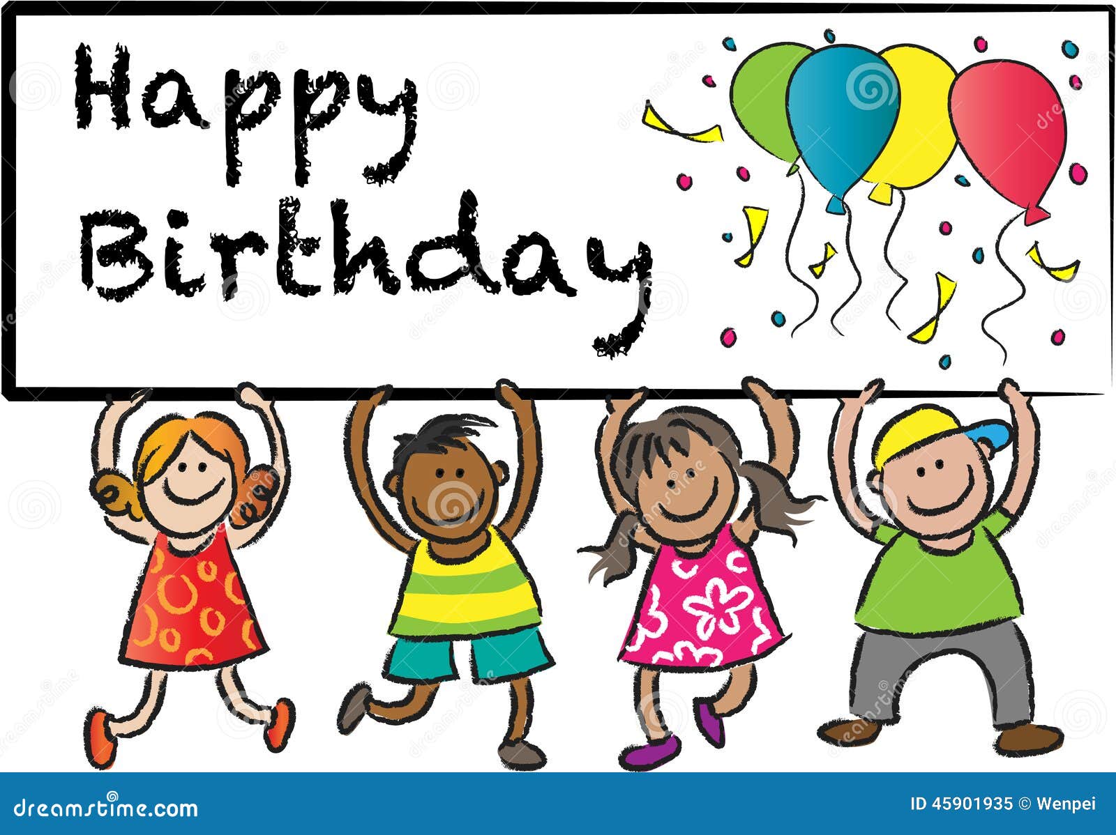 Happy birthday stock illustration. Illustration of kids - 45901935