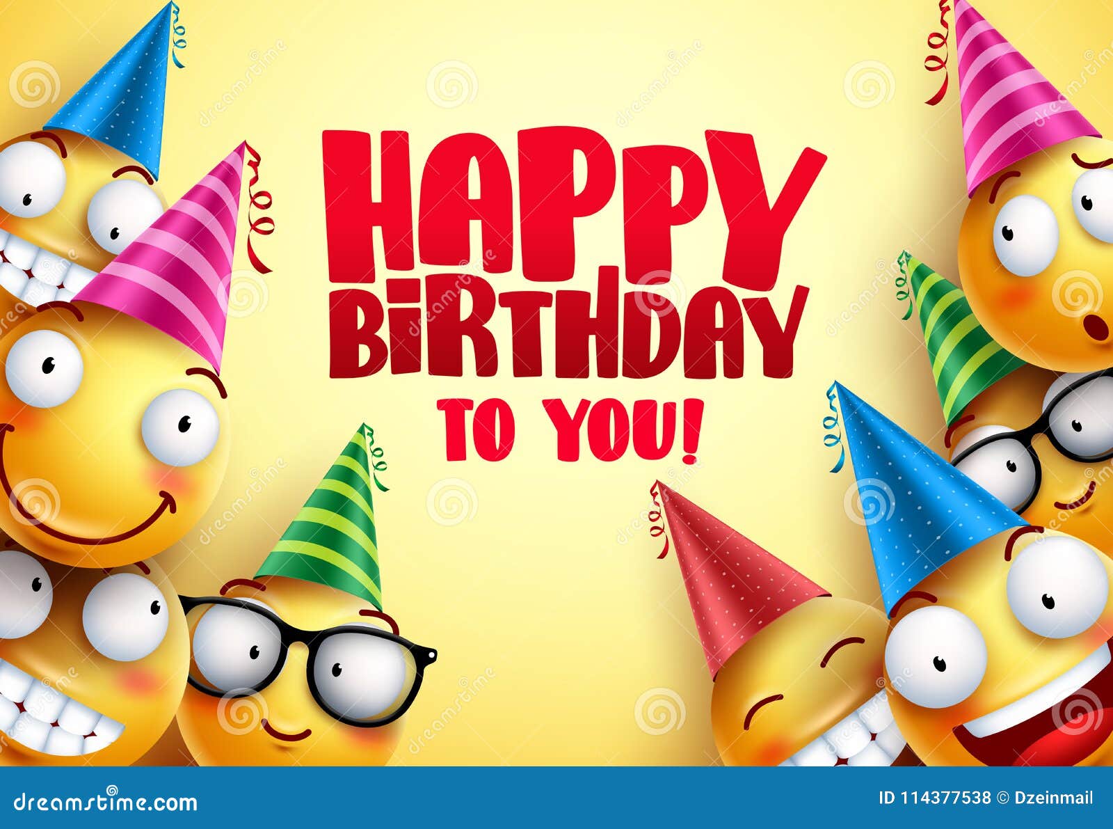 Happy Birthday Vector Smileys Greetings Design with Funny Stock Vector ...