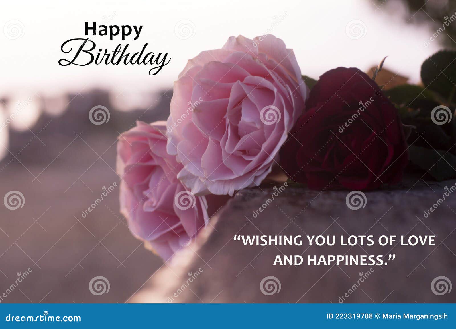 Happy birthday card red roses hi-res stock photography and images