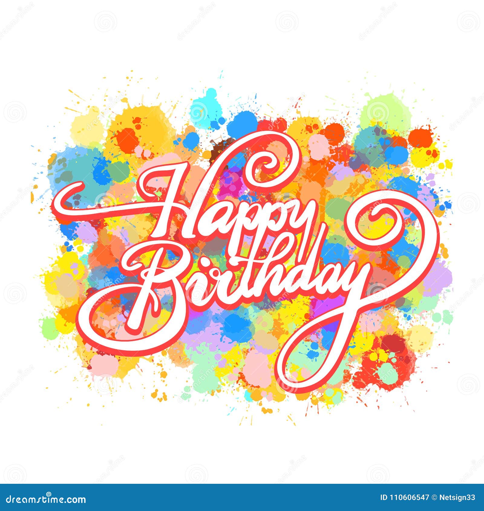 Happy Birthday Word Hand Lettering Stock Vector - Illustration of happy ...