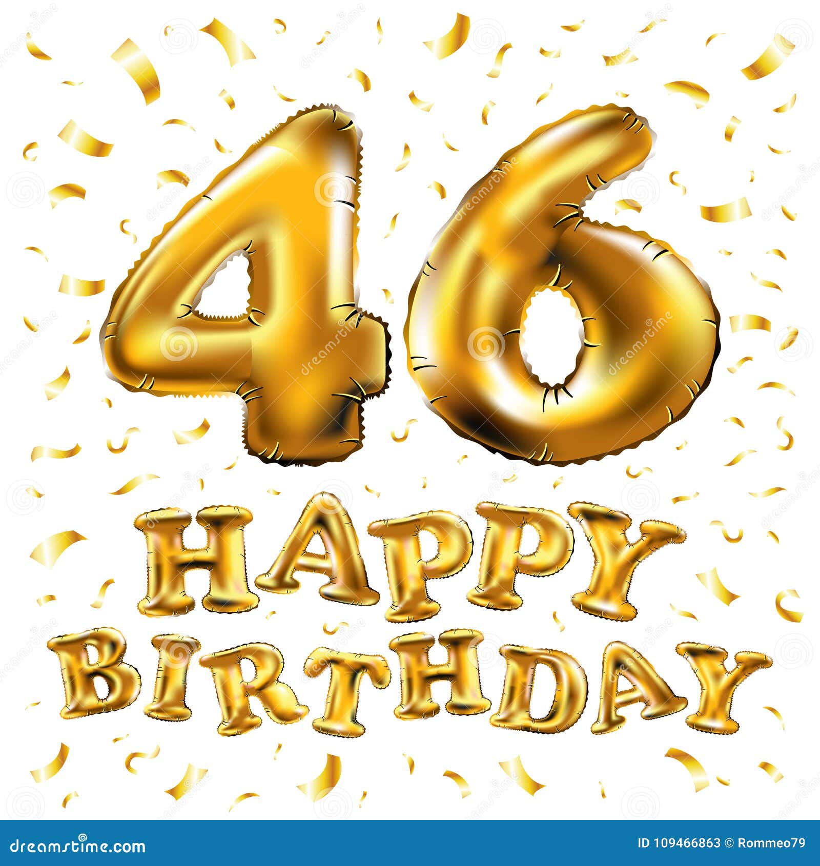 Veel hun Geleerde Happy Birthday 46 Years Anniversary Joy Celebration. 3d Illustration with  Brilliant Gold Balloons & Delight Confetti for Your Uniq Stock Vector -  Illustration of birth, decorative: 109466863