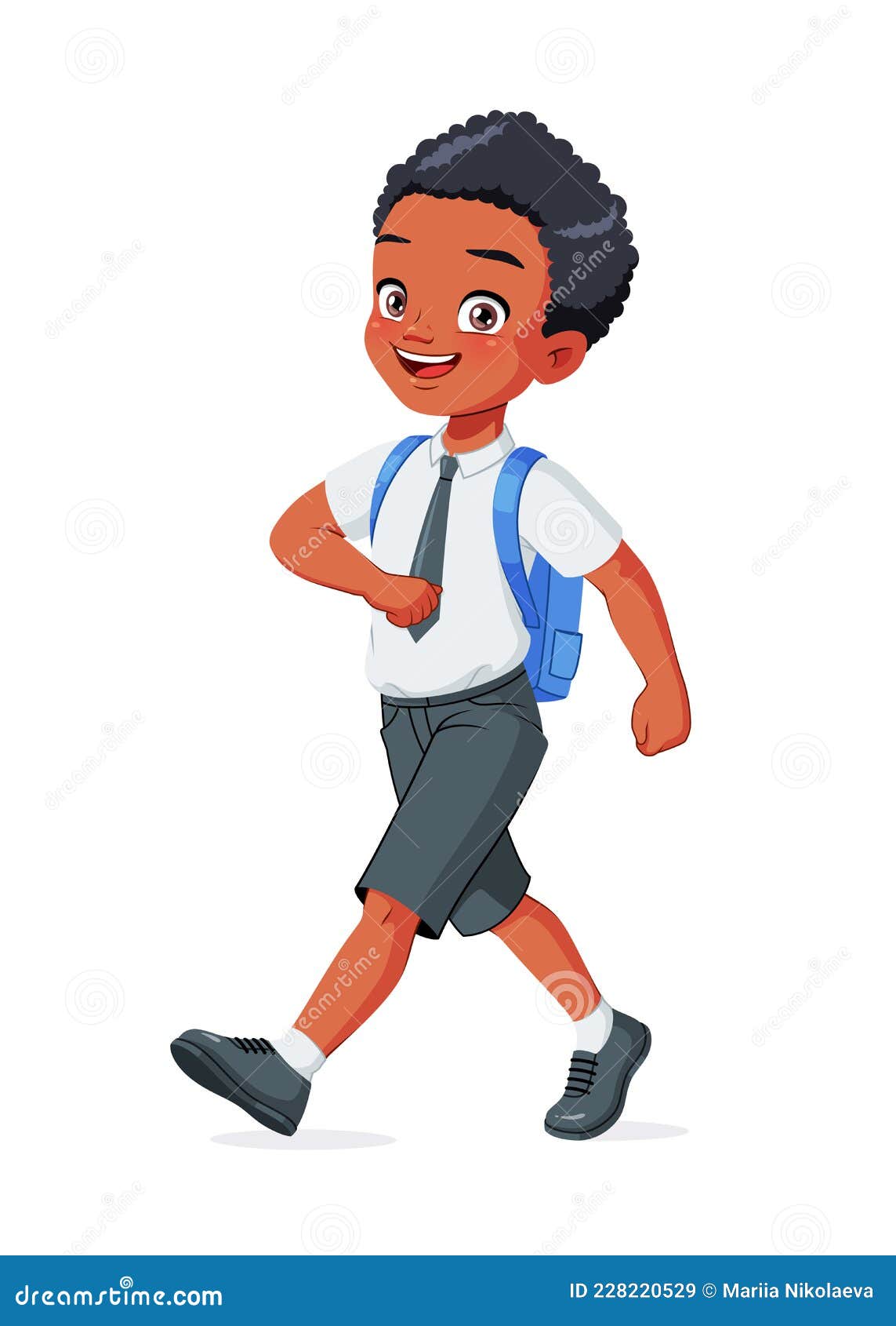 boy walking to school clipart