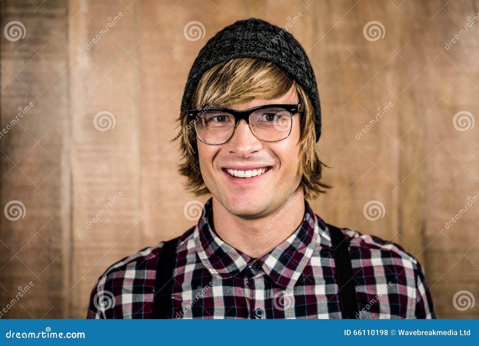 Happy Blond Hipster Smiling Stock Photo - Image of caucasian, check ...