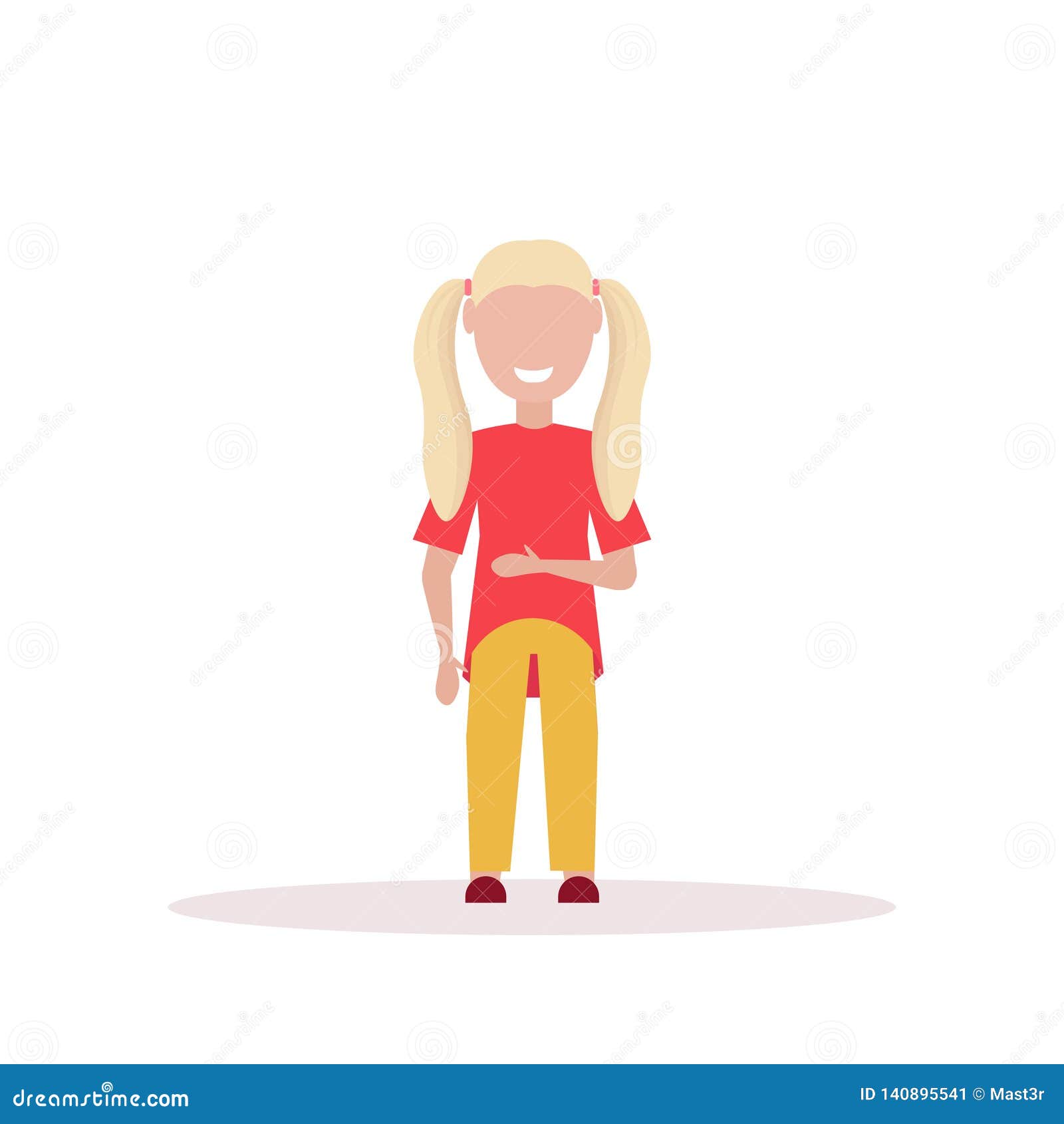 Happy Blonde Girl Standing Pose Little Child Female Cartoon Character Full  Length Flat White Background Stock Vector - Illustration of concept,  happiness: 140895541