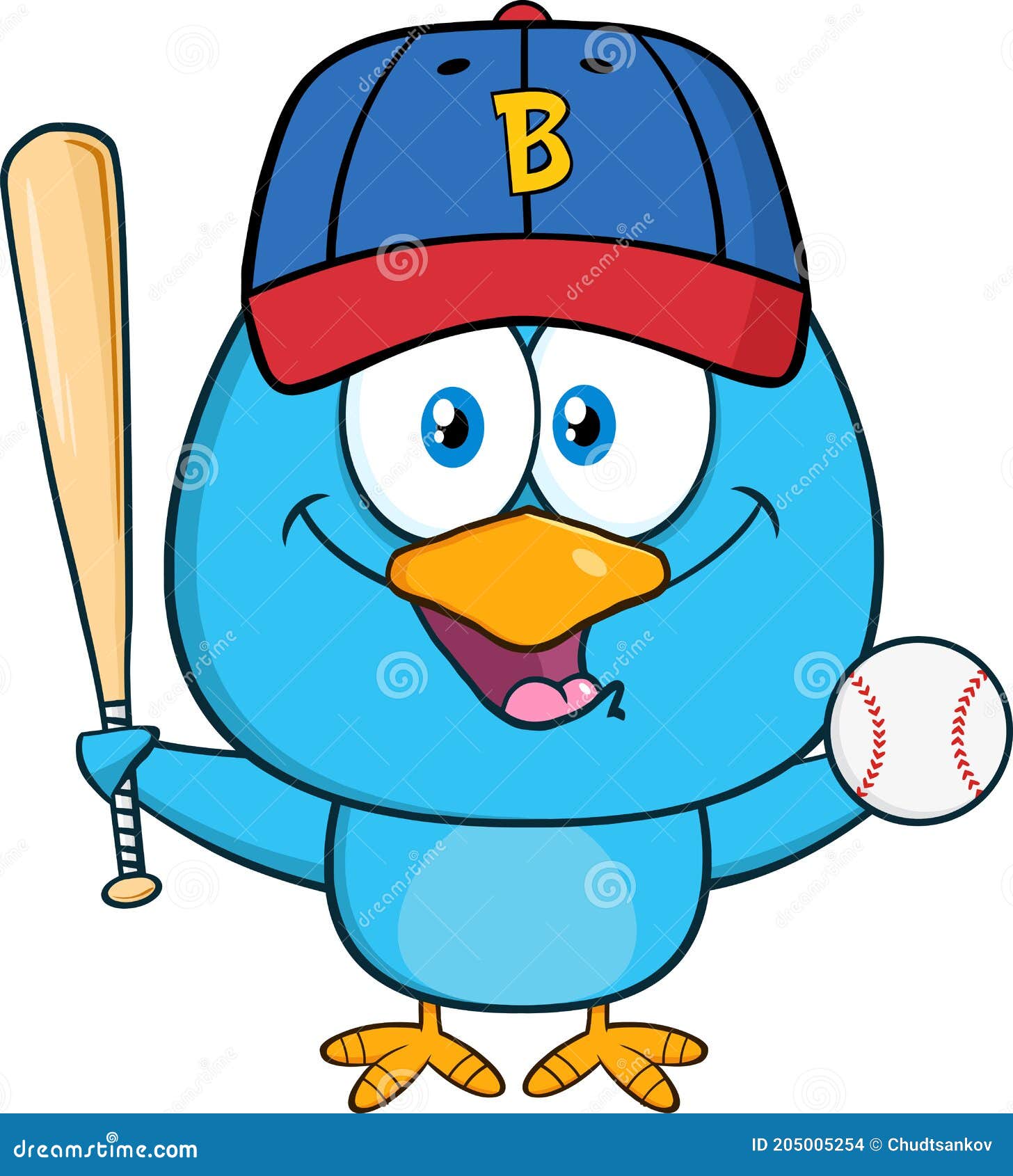 Happy Blue Bird Cartoon Character Swinging a Baseball Bat and Ball Stock Illustration - Illustration of animal, cartoon: 205005254 Happy Blue Bird Cartoon Character Swinging a Baseball Bat and Ball Stock Illustration - Illustration of animal, cartoon: 205005254