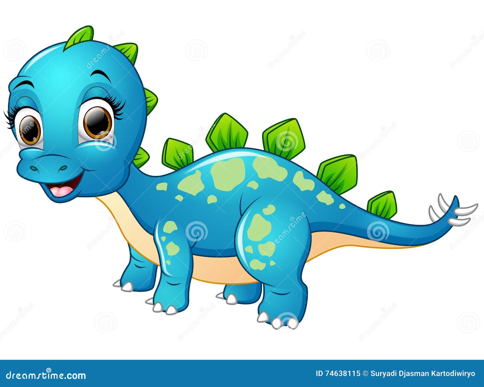 Happy Blue Dinosaur Cartoon Stock Vector Illustration of cartoon